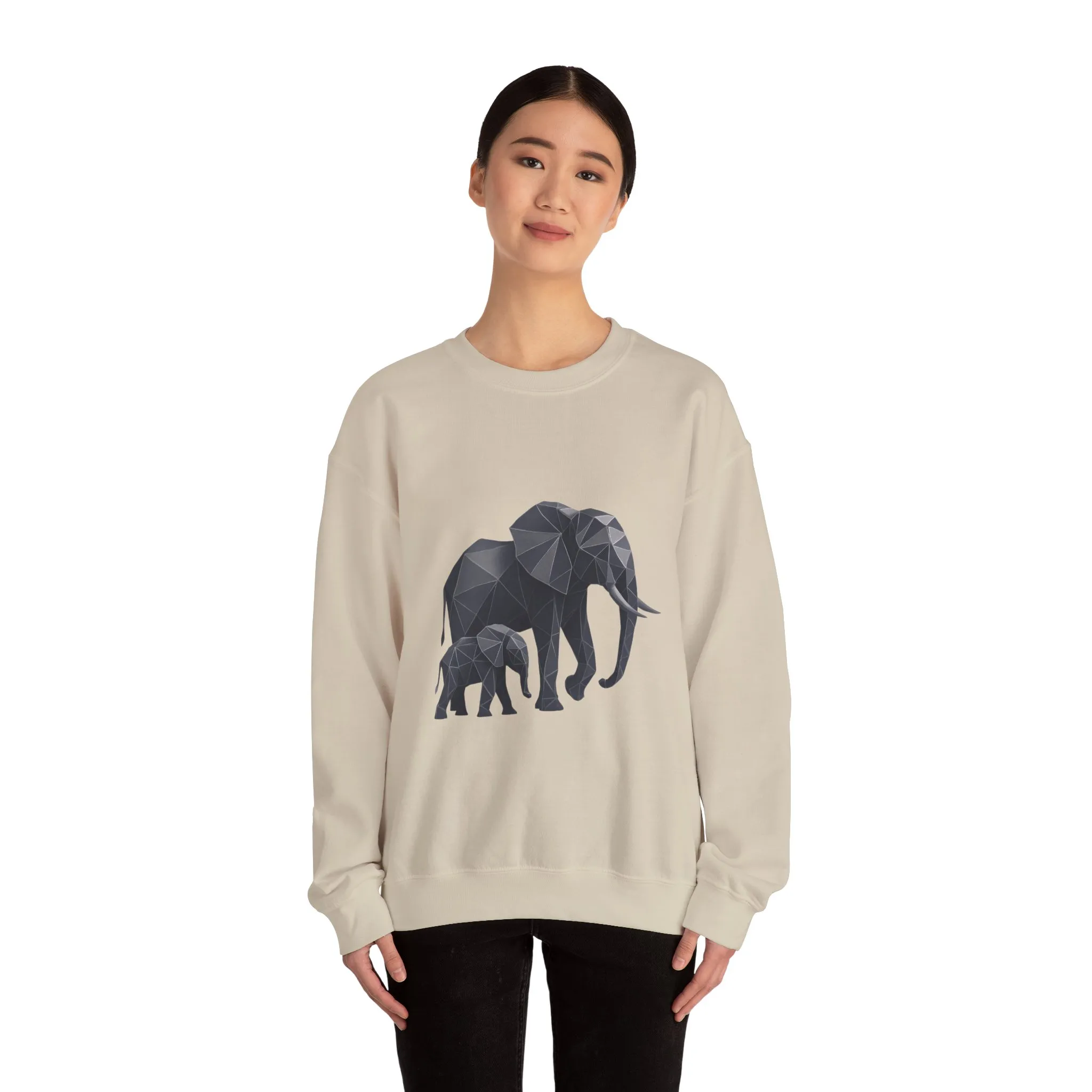 Geometric Elephant Sweatshirt, Cozy Unisex Crewneck, Animal Lover Gift, Nature Inspired Apparel, Eco-Friendly Fashion, Gift for Her - Image 8