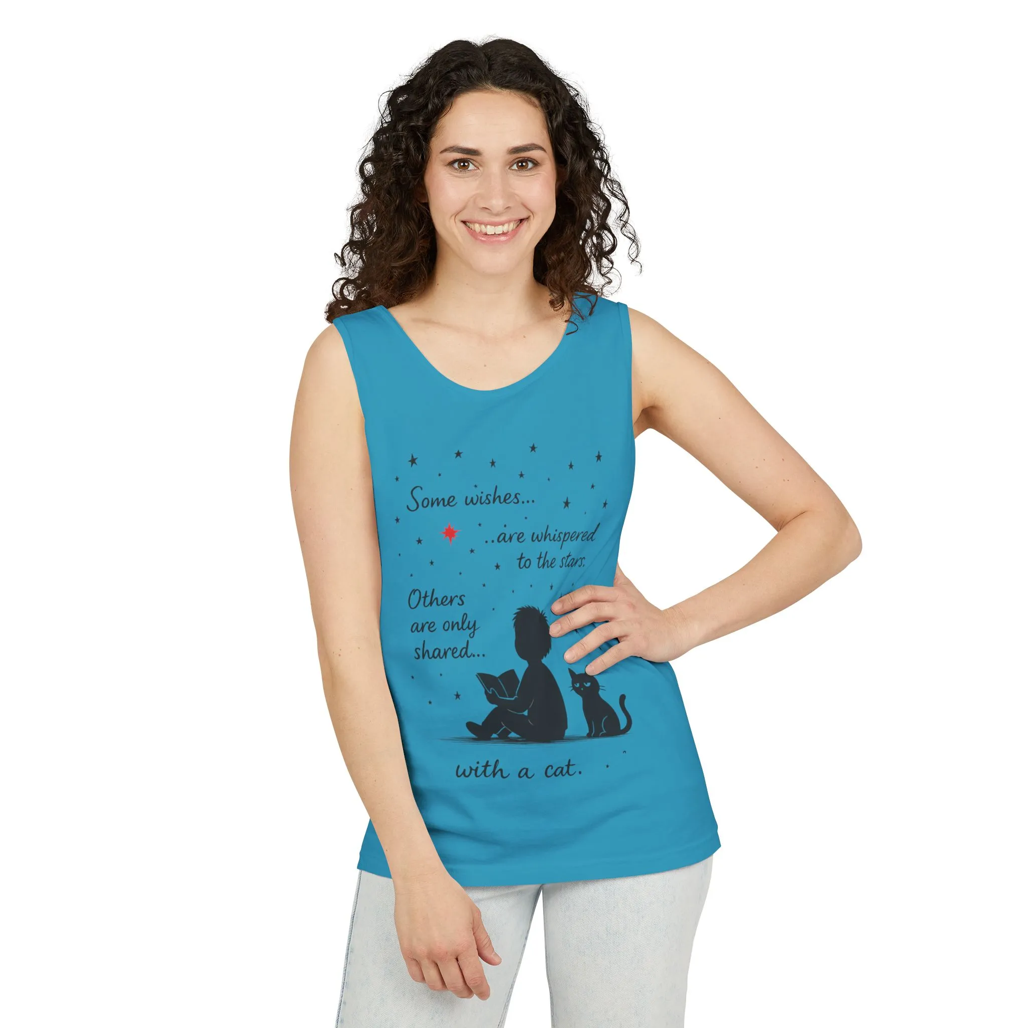 Whimsical Cat Lover's Tank Top, Inspirational Quote Top, Womens Garment-Dyed Summer Shirt, Gifts for Cat Moms, Casual Wear, Pet [...] - Image 42