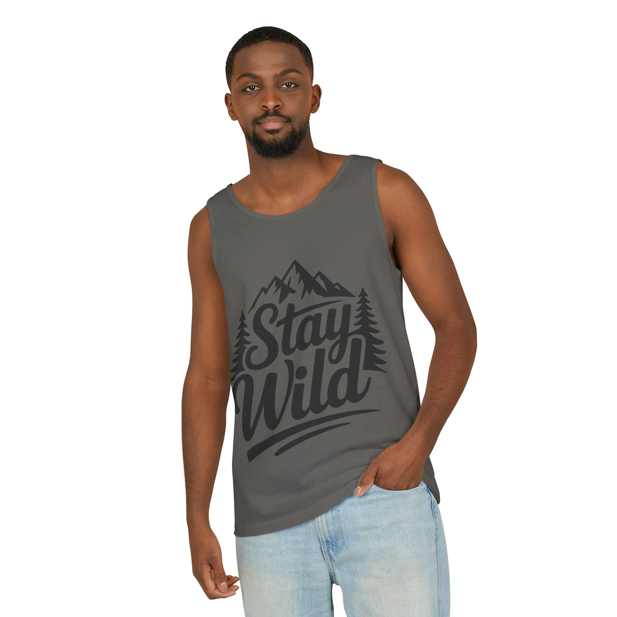 Stay Wild Garment-Dyed Mens Tank Top, Boho Summer Top, Adventure Shirt, Nature Lover Apparel, Gift for Hikers, Outdoor Clothing - Image 11