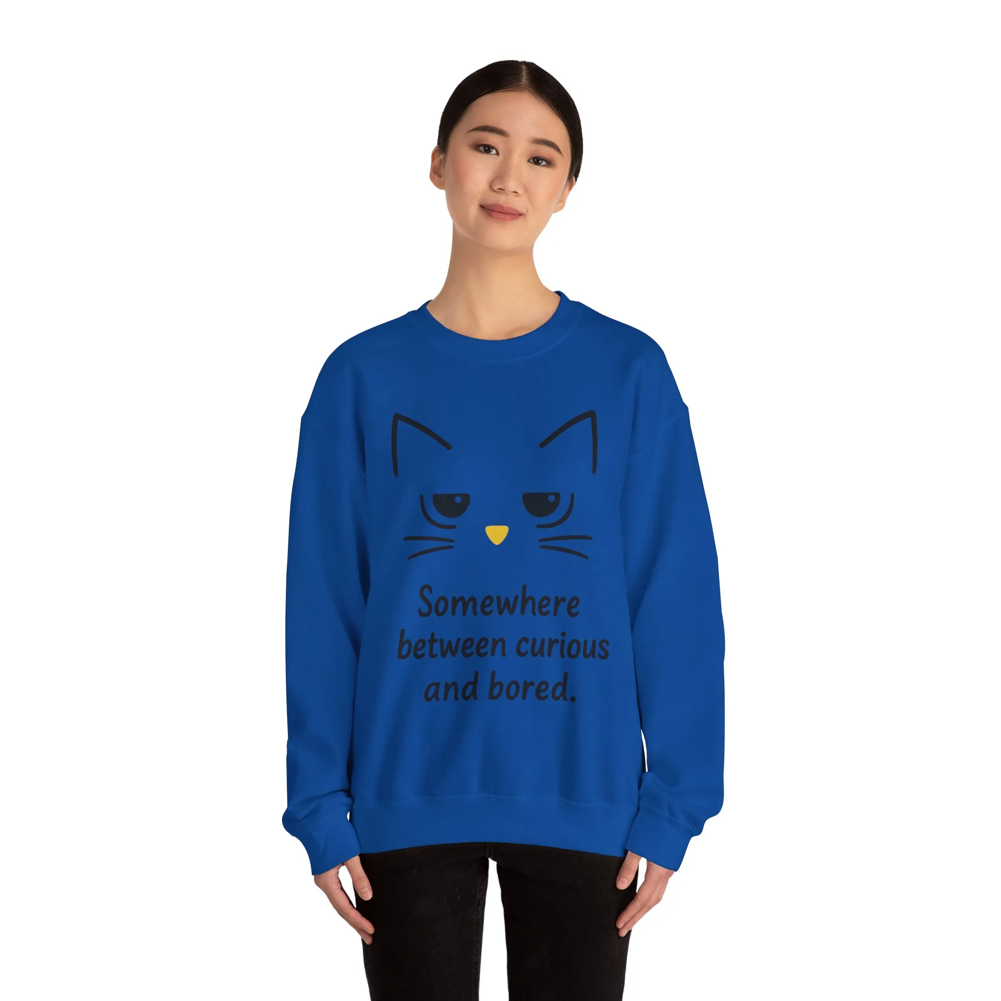 Whimsical Cat Crewneck Womens Sweatshirt, Cozy Relaxed Wear, Perfect Gift for Cat Lovers, Casual Everyday Style - Image 38