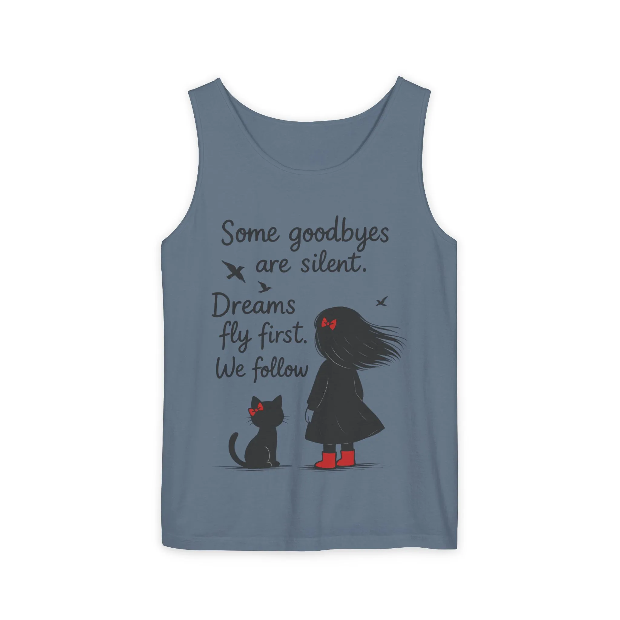 Minimalist Tank Top, Womens Tank, Girl & Cat Art Print, Emotional Lightweight Summer Shirt, Inspirational Apparel, Cat Lover Gift - Image 13
