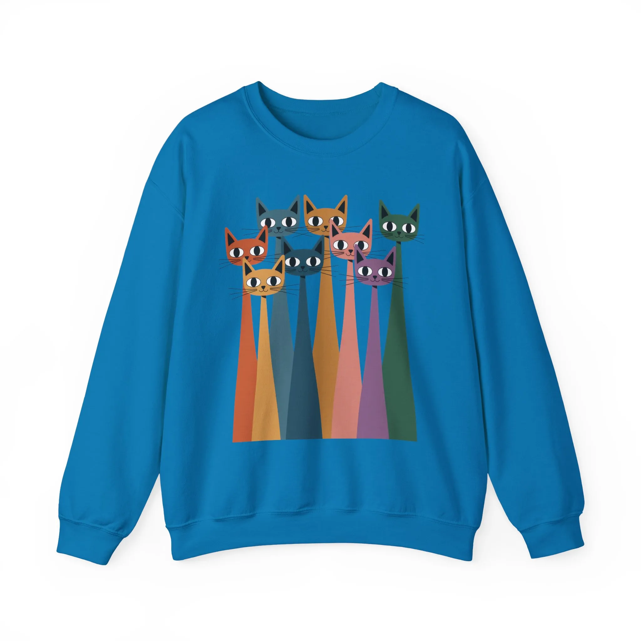 Colorful Cat Sweatshirt, Cozy Crewneck, Cat Lover Gift, Womens Sweatshirt, Cute Animal Apparel, Fun Gift for Cat Owners - Image 22