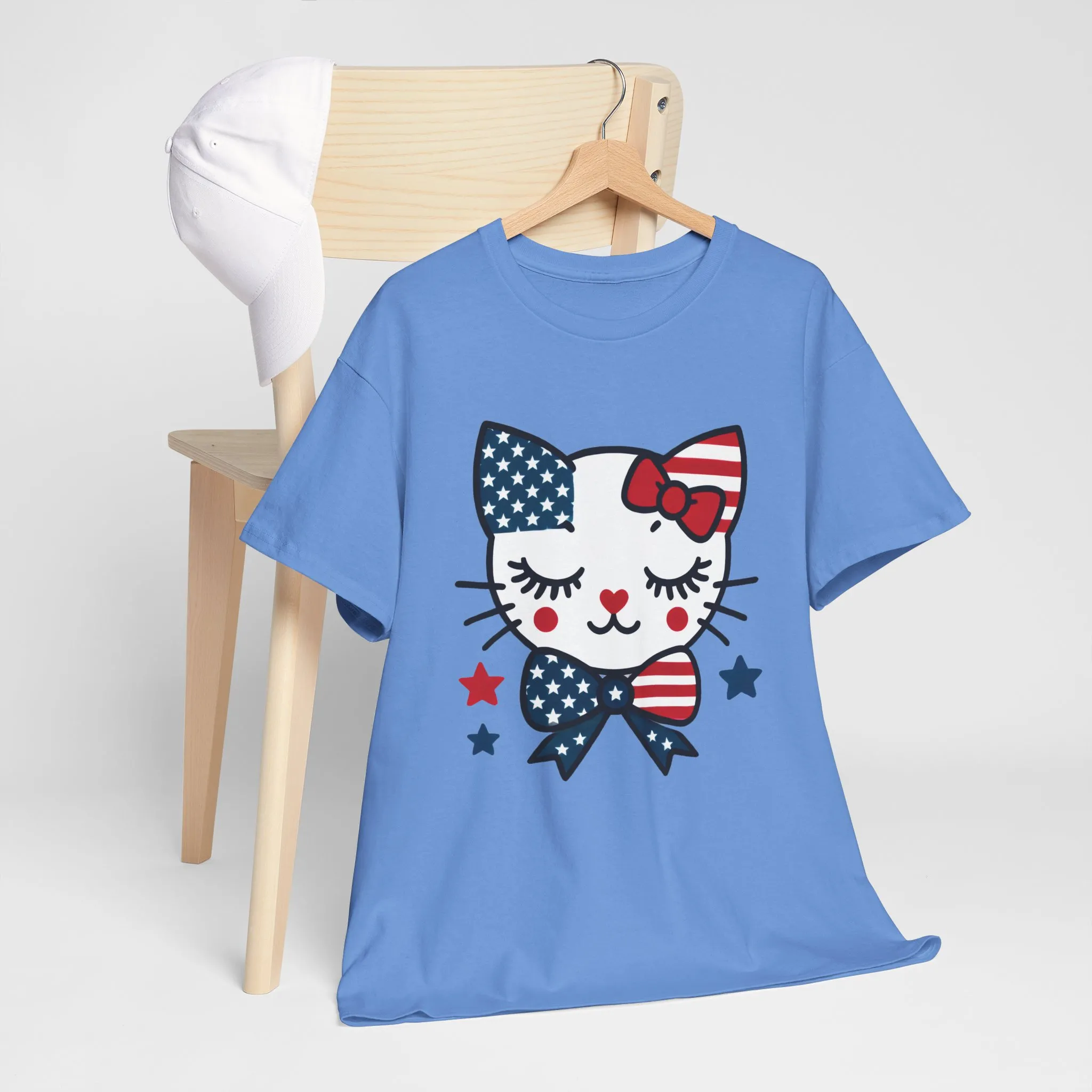 Patriotic Cat Womens Tee, Cute Cat Shirt, Womens T-Shirt, July 4th Outfit, Independence Day Gift, Animal Lover Apparel - Image 15