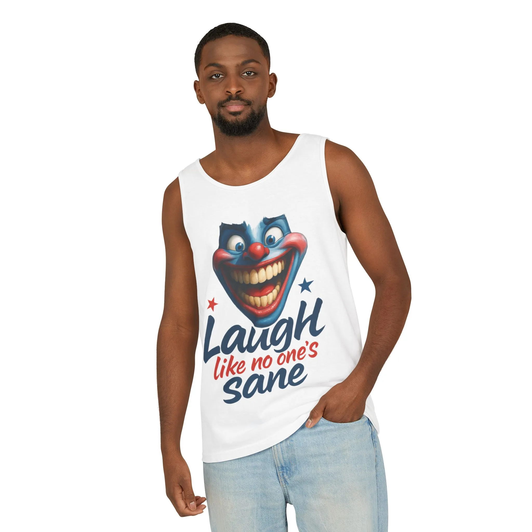 Laugh Out Loud Unisex Tank Top, Funny Graphic Top, Humor Shirt, Summer Apparel, Gift for Clowns, Party Wear - Image 2