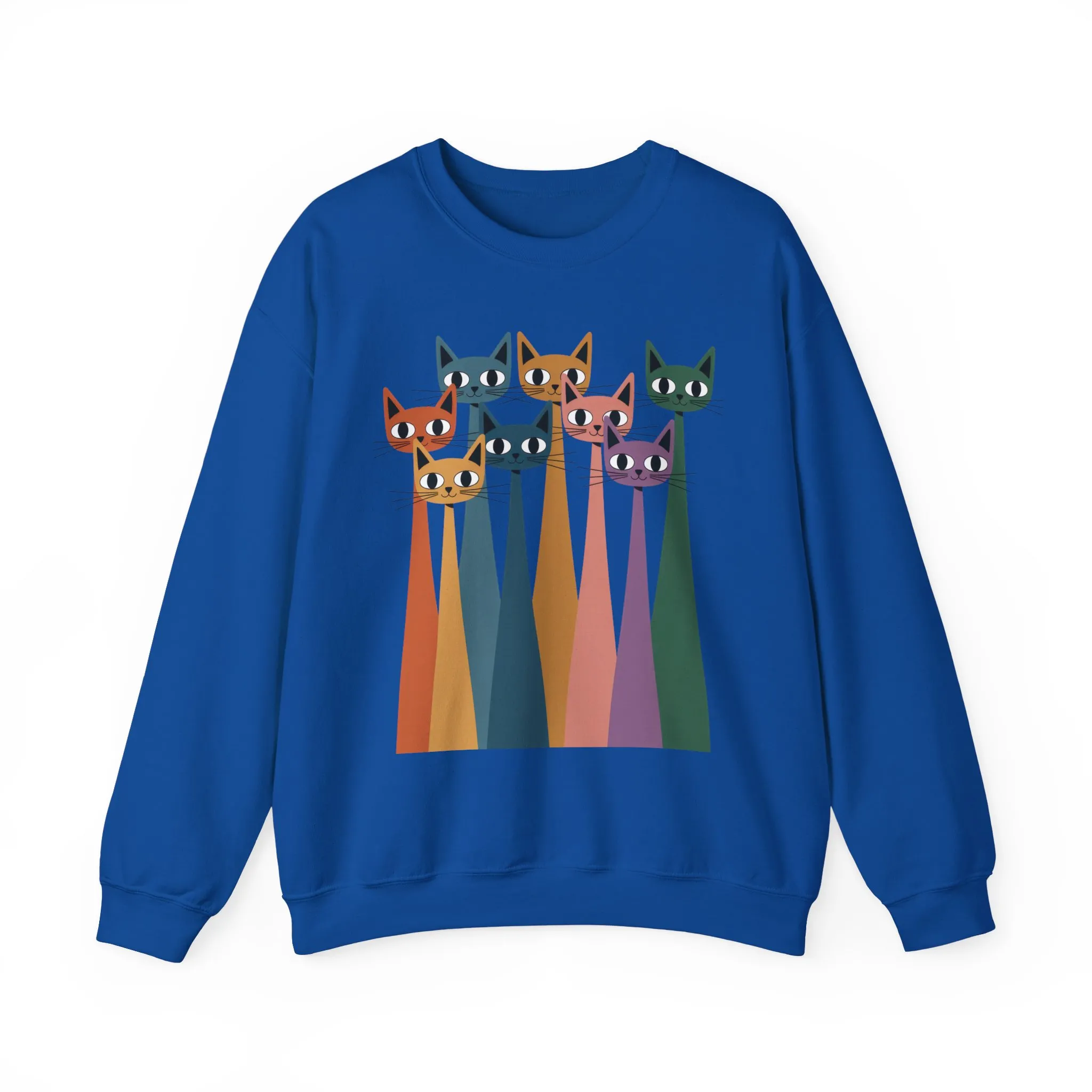 Colorful Cat Sweatshirt, Cozy Crewneck, Cat Lover Gift, Womens Sweatshirt, Cute Animal Apparel, Fun Gift for Cat Owners - Image 37