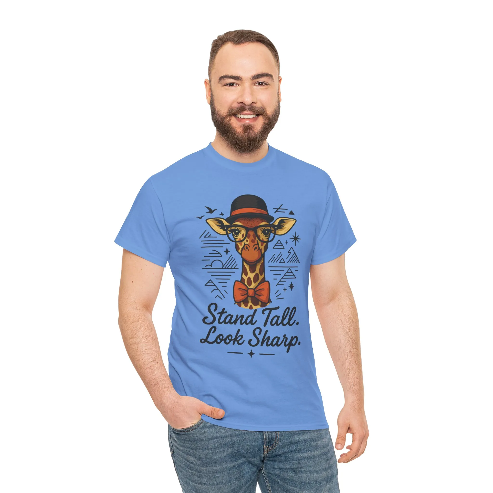 Hipster Giraffe T-Shirt with Hat and Glasses, Whimsical Giraffe Tee, Fun Gift, Cute Graphic Shirt, Unisex Heavy Cotton Tee - Image 27