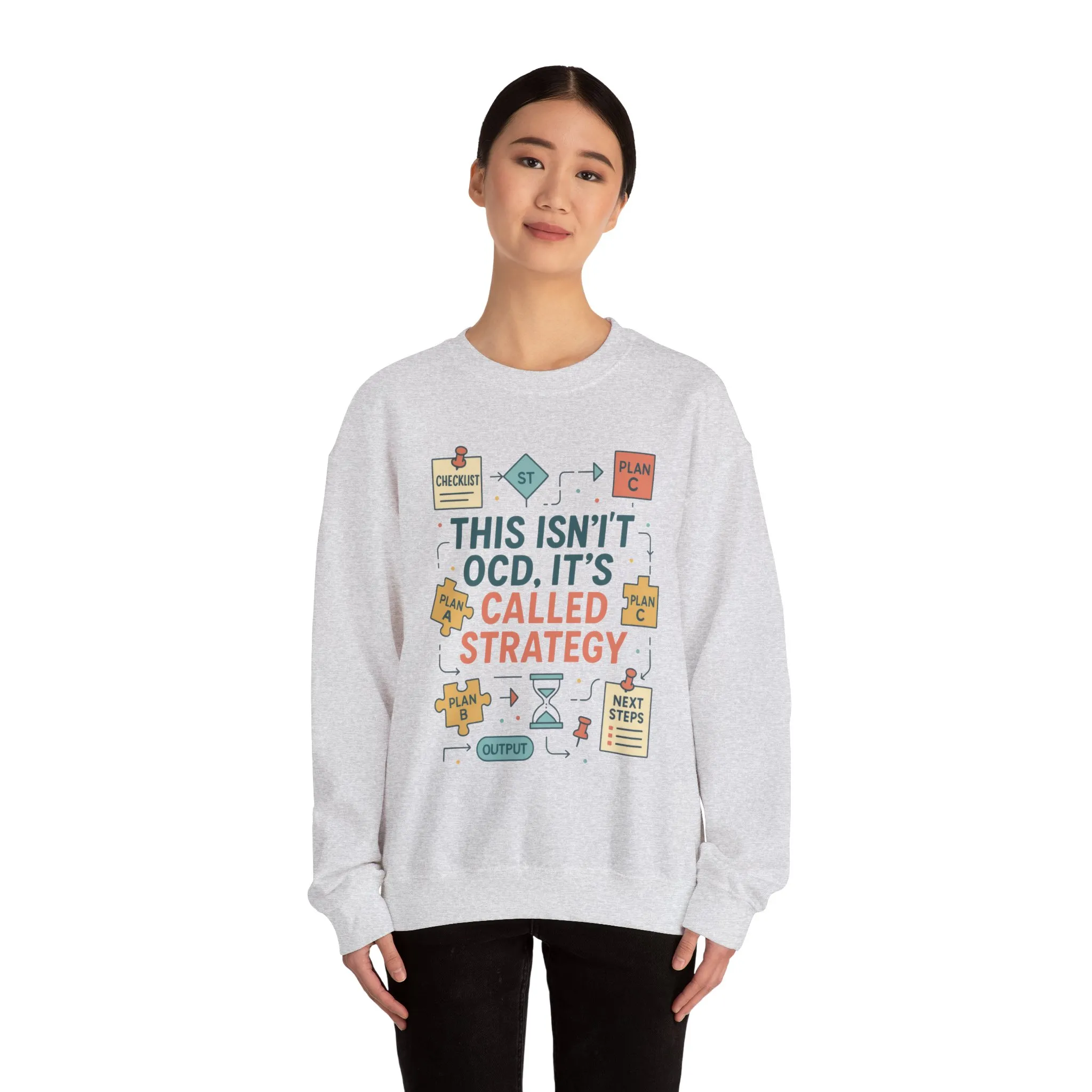 Funny Womens Planning Sweatshirt, This Isnt OCD Its Called Strategy, Sarcastic Organizer Pullover for Her, Strategy Sweatshirt - Image 26