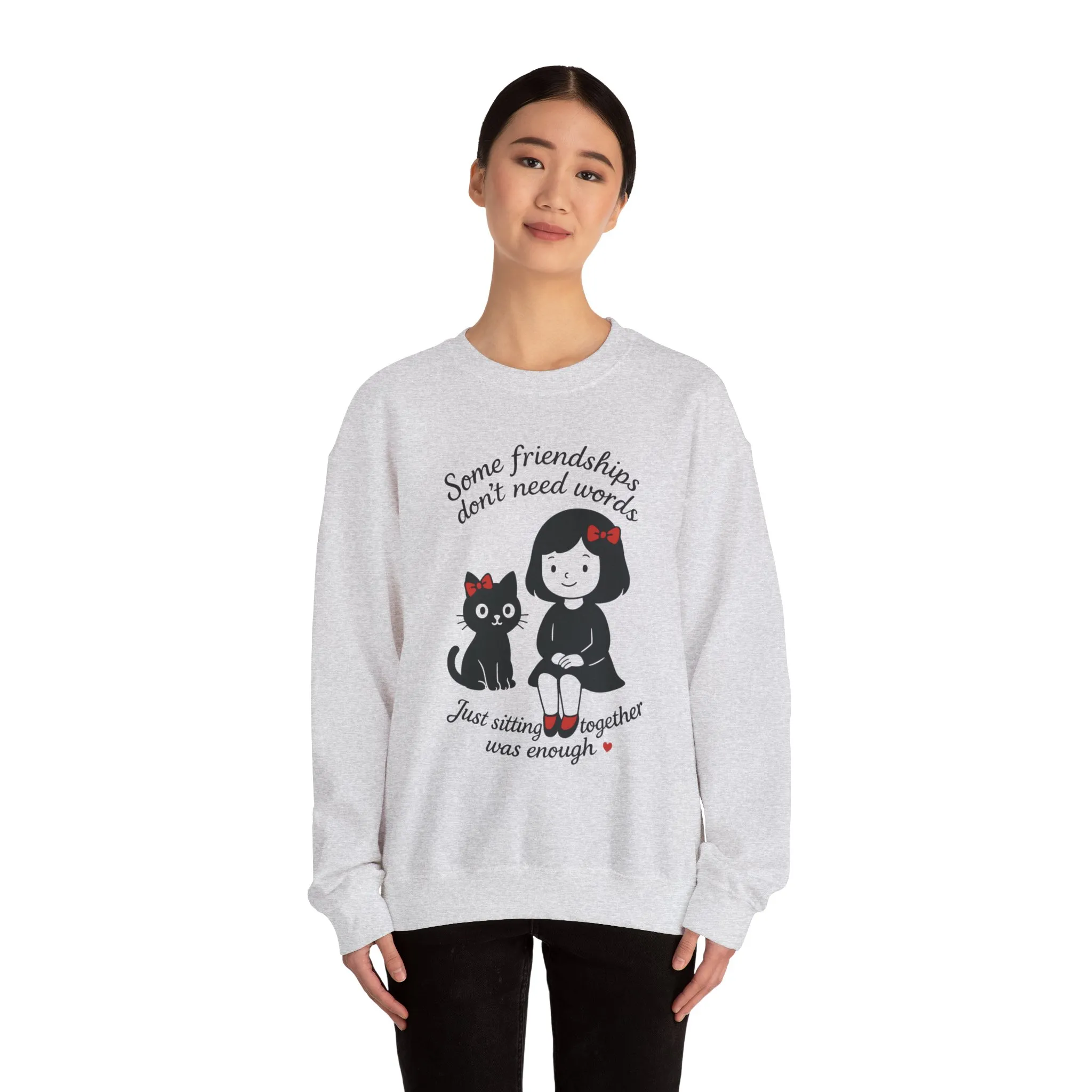 Friendship Womens Sweatshirt - Cozy Womens Crewneck with Cute Cat Design, Perfect Gift for Cat Lovers, Friendship Day, Casual Wear - Image 8
