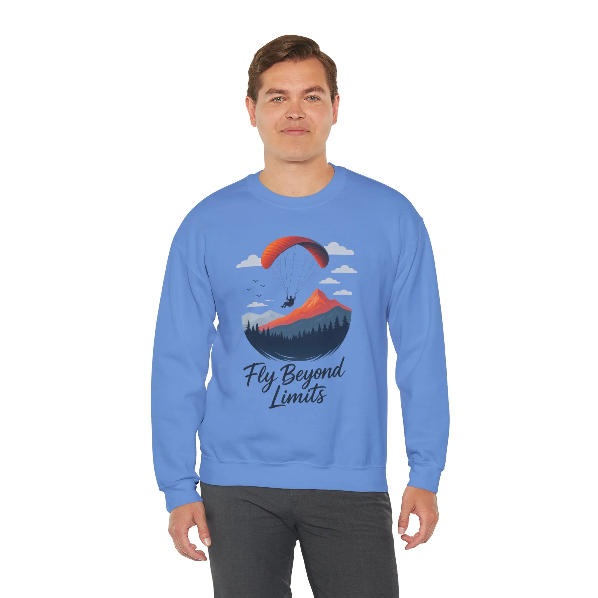 Adventure Inspiration Crewneck Sweatshirt - Fly Beyond Limits, Cozy Outdoor Outfit, Gift for Adventurers, Travel, Motivation Apparel - Image 4