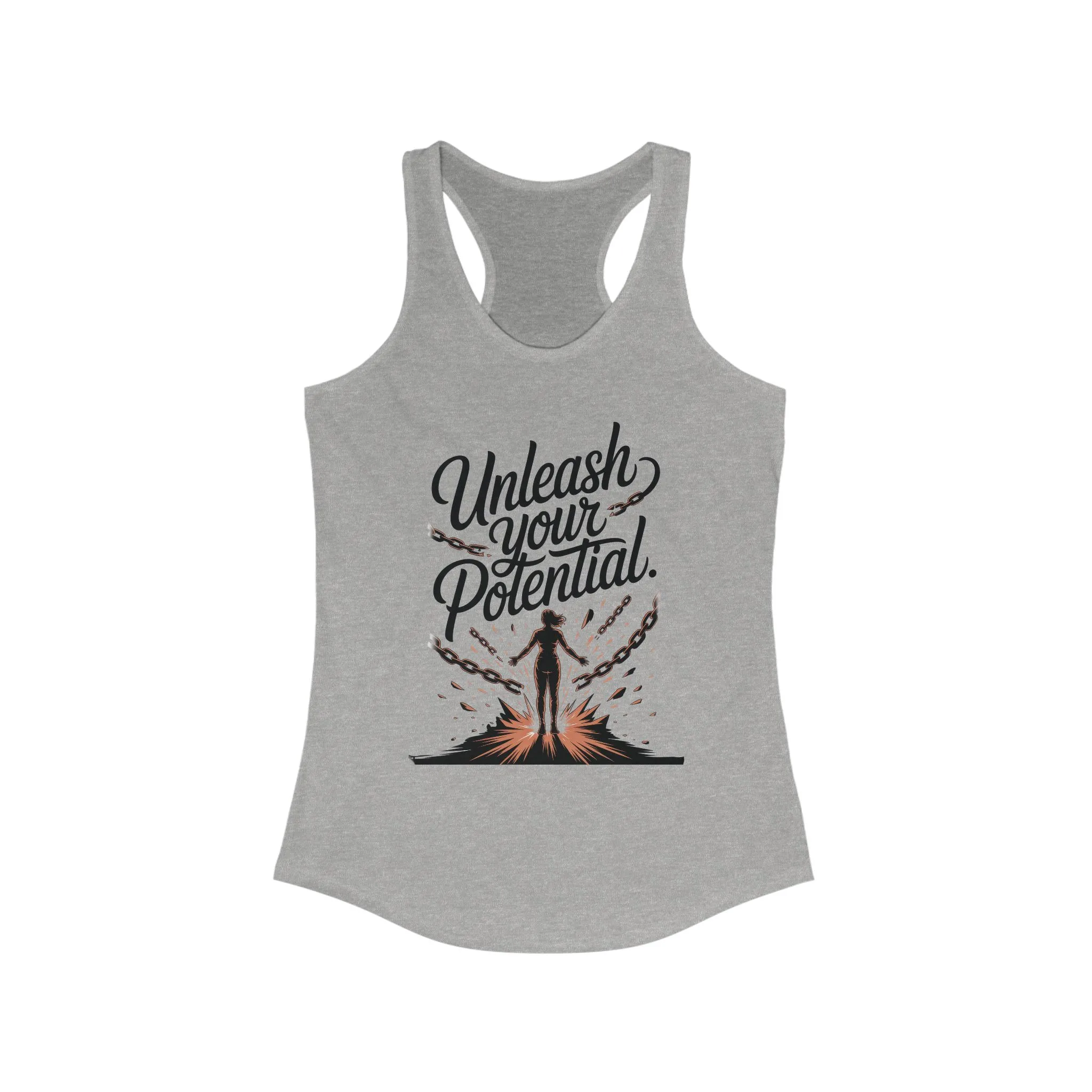 Unleash Your Potential Racerback Tank, Inspirational Workout Top, Motivational Gym Wear, Women's Activewear, Fitness Tank for Women