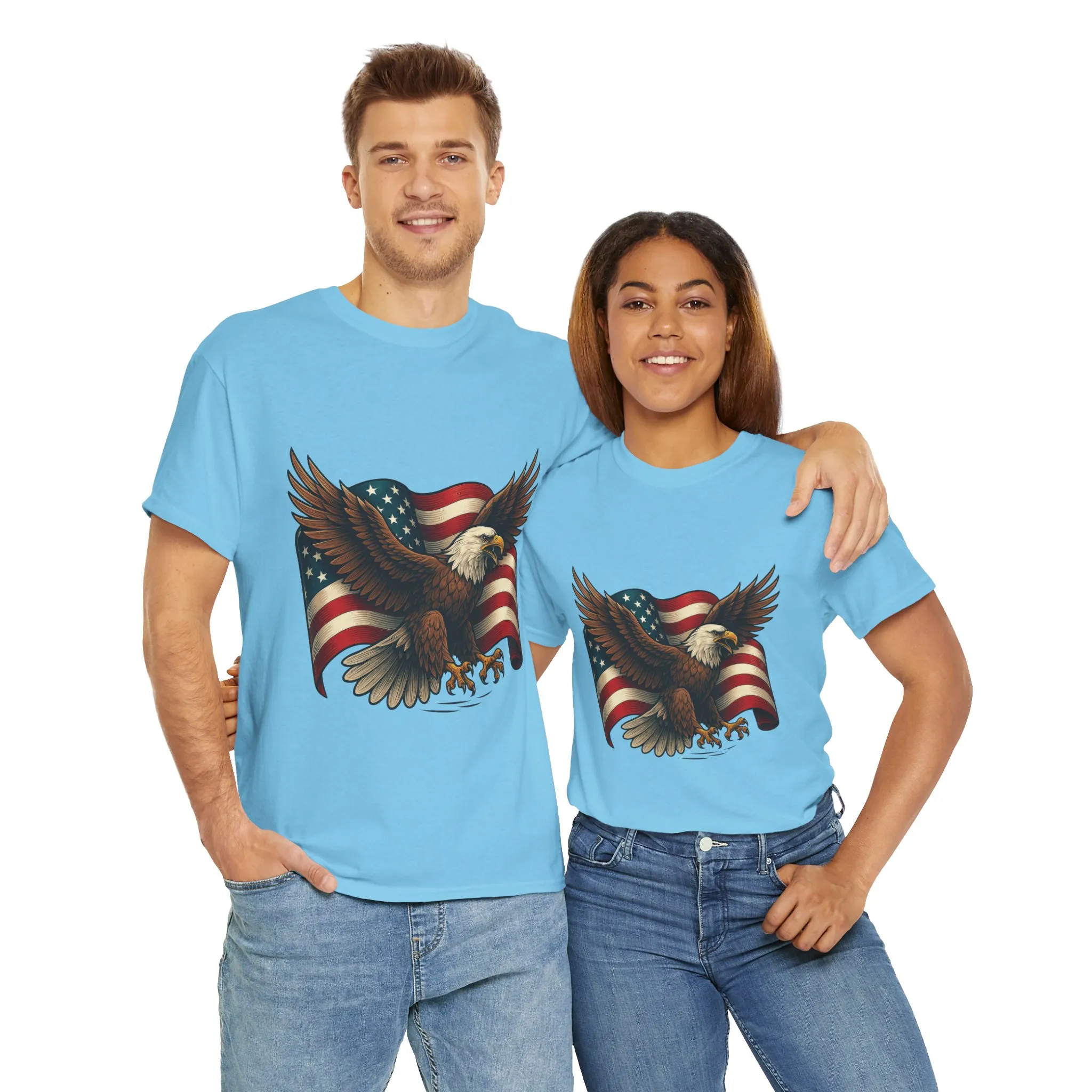 American Eagle Graphic Tee, Patriotic T-Shirt, Fourth of July Apparel, Eagle Love Shirt, Unisex Heavy Cotton Tee - Image 28