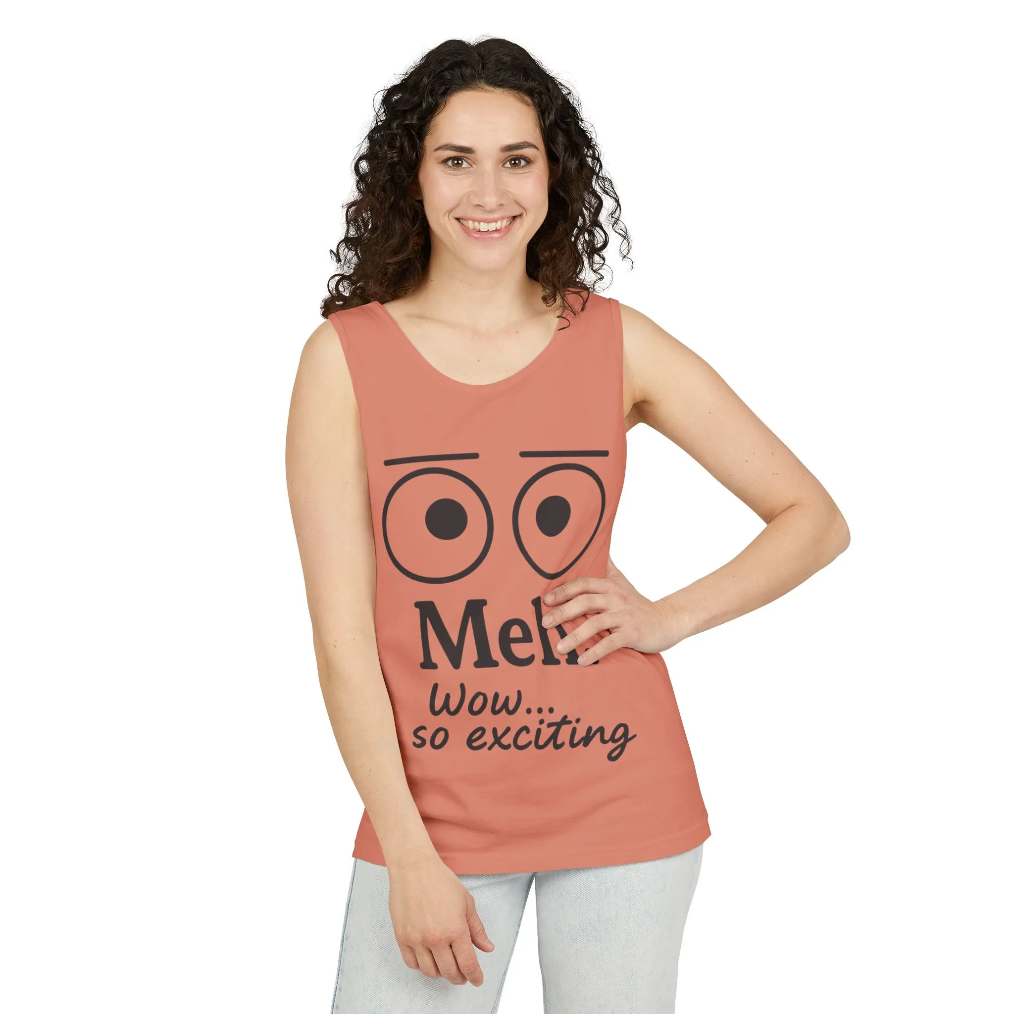 Womens Funny Graphic Tank Top with 'Meh. Wow... so exciting' Quote, Casual Wear, Summer Apparel, Gift for Friends, Humor Tank - Image 6