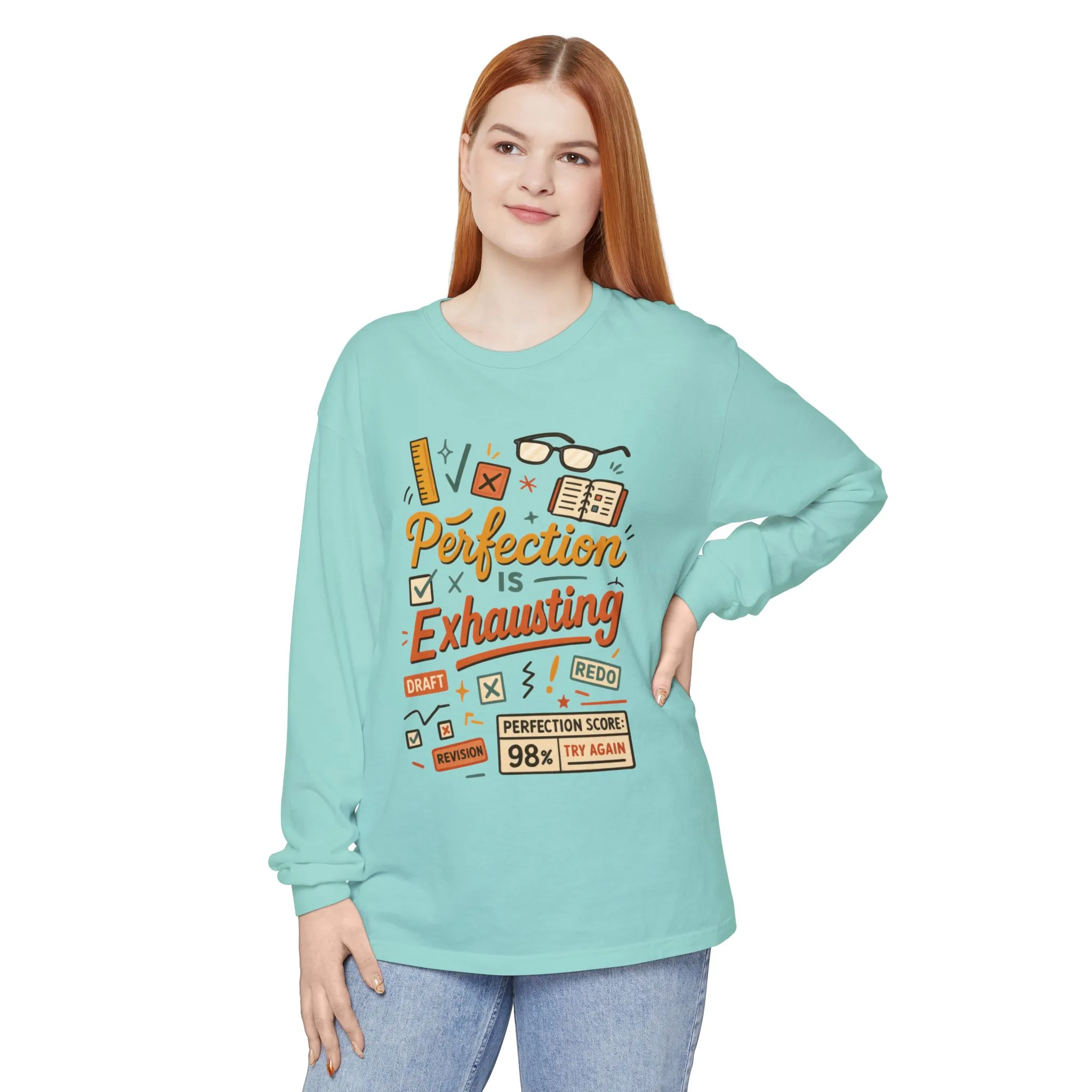 Stress Relief Long Sleeve Tee, Perfect for Perfectionists, Humorous Gift, Back-to-School, Gift for Graduates, Motivational Apparel - Image 34