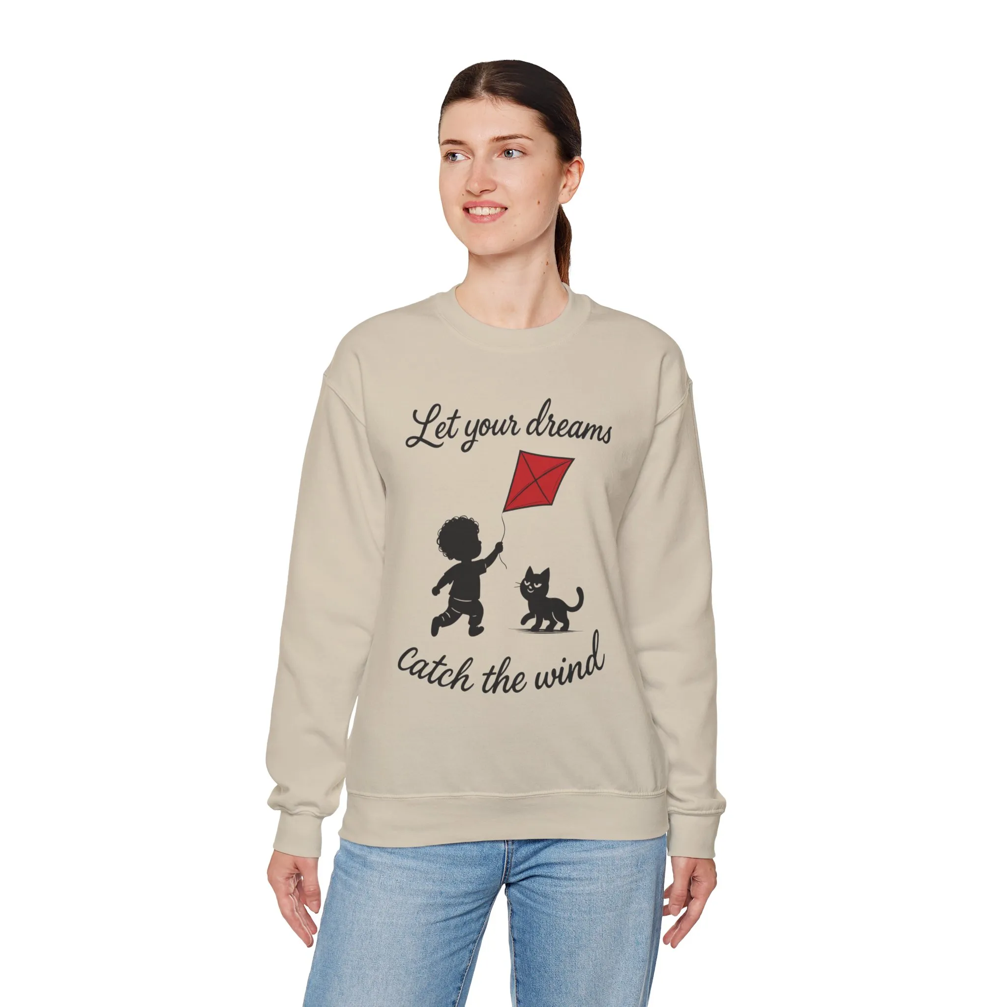 Dream Big Womens Crewneck Sweatshirt, Inspirational Gift, Cozy Lounge Wear, Cat Lover's Apparel, Kid's Motivation Sweatshirt - Image 30