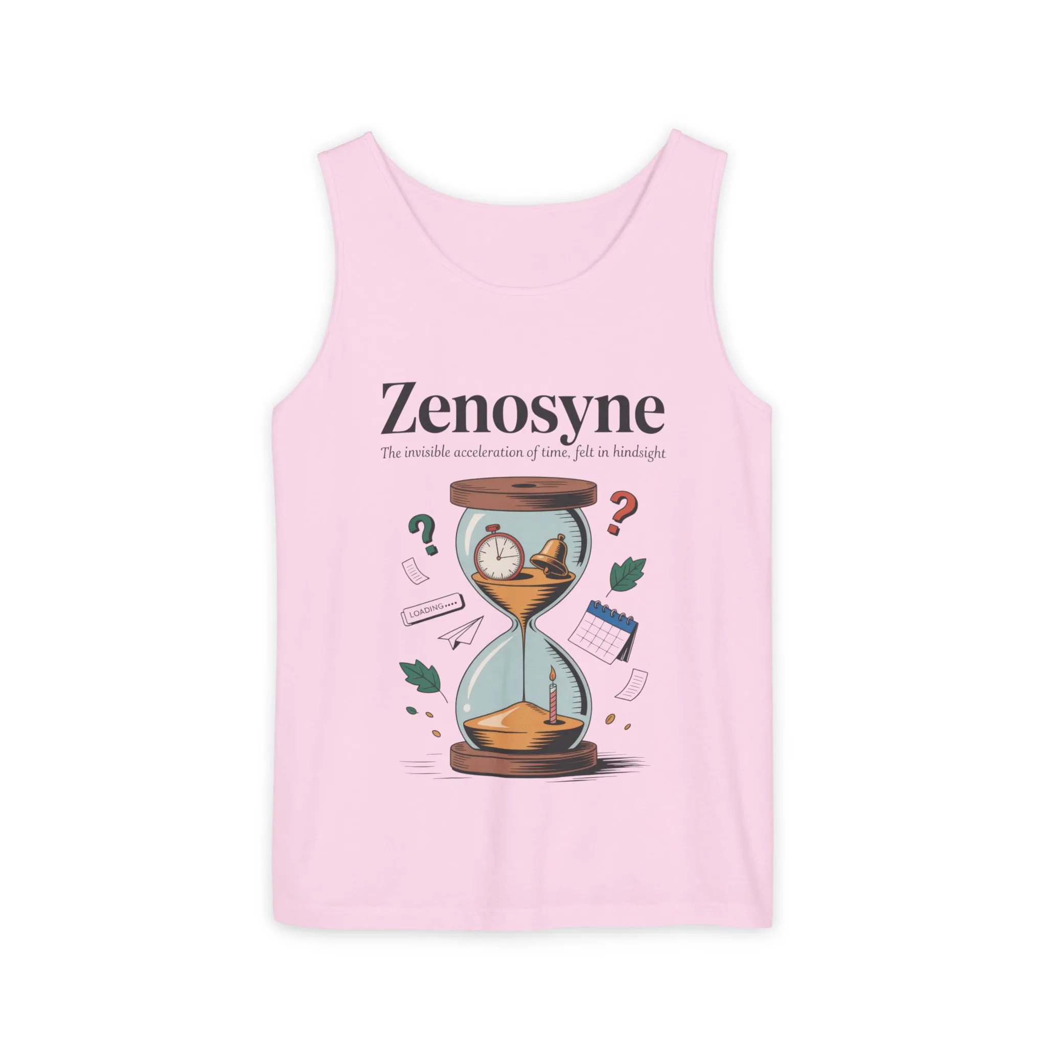Zenosyne Tank Top, Unisex Garment-Dyed Tee, Time Awareness Gift, Casual Summer Wear, Philosophy Shirt, Unique Everyday Apparel - Image 2