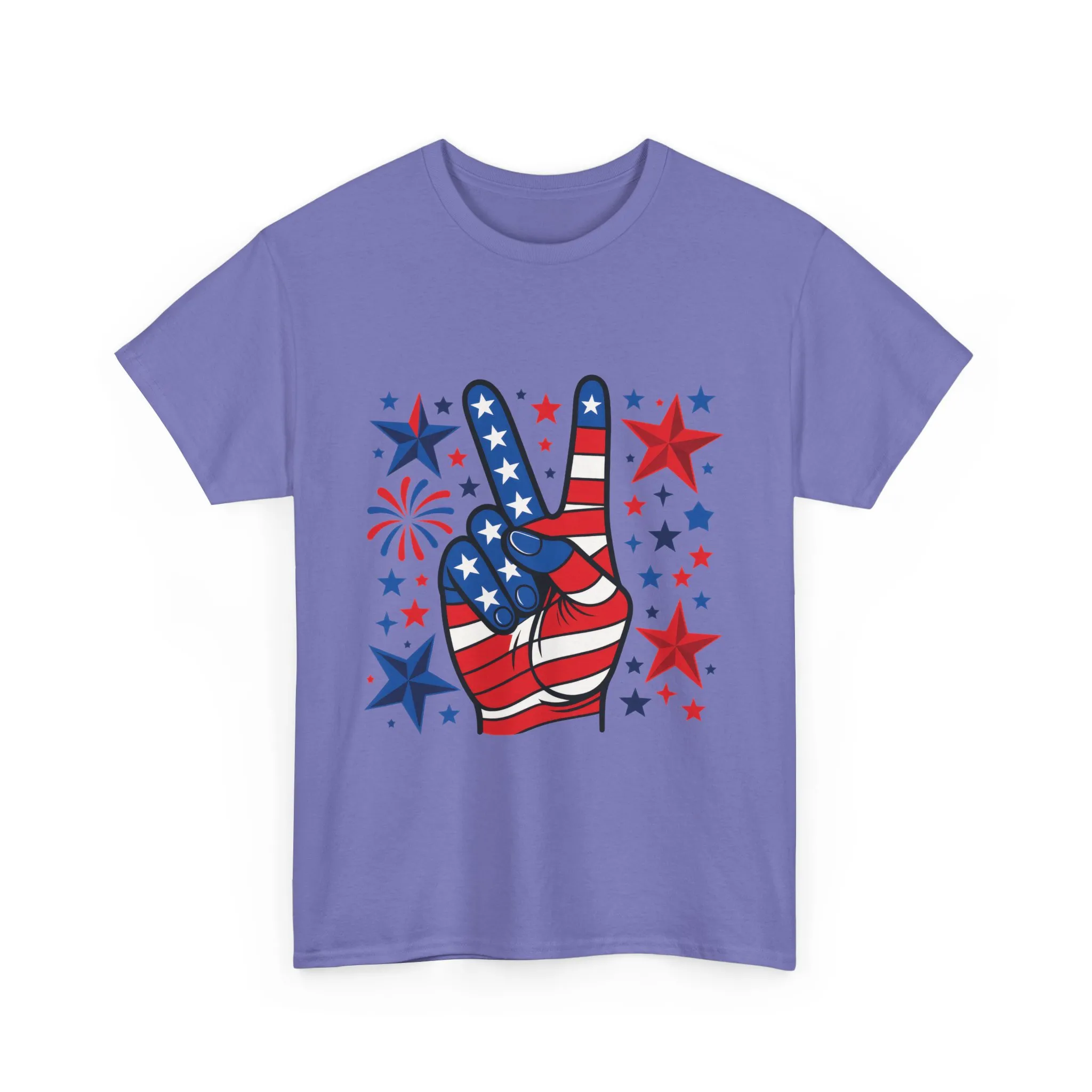 Patriotic Peace Hand Unisex Heavy Cotton Tee - Ideal for July 4th, Independence Day, Celebrations, Casual Wear, Everyday Style - Image 33