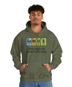 Funny Mens Genius Hoodie, Periodic Table Nerd Sweatshirt, Smart Science Pullover Gift for Him, Science Lover Apparel, Funny Hoodie