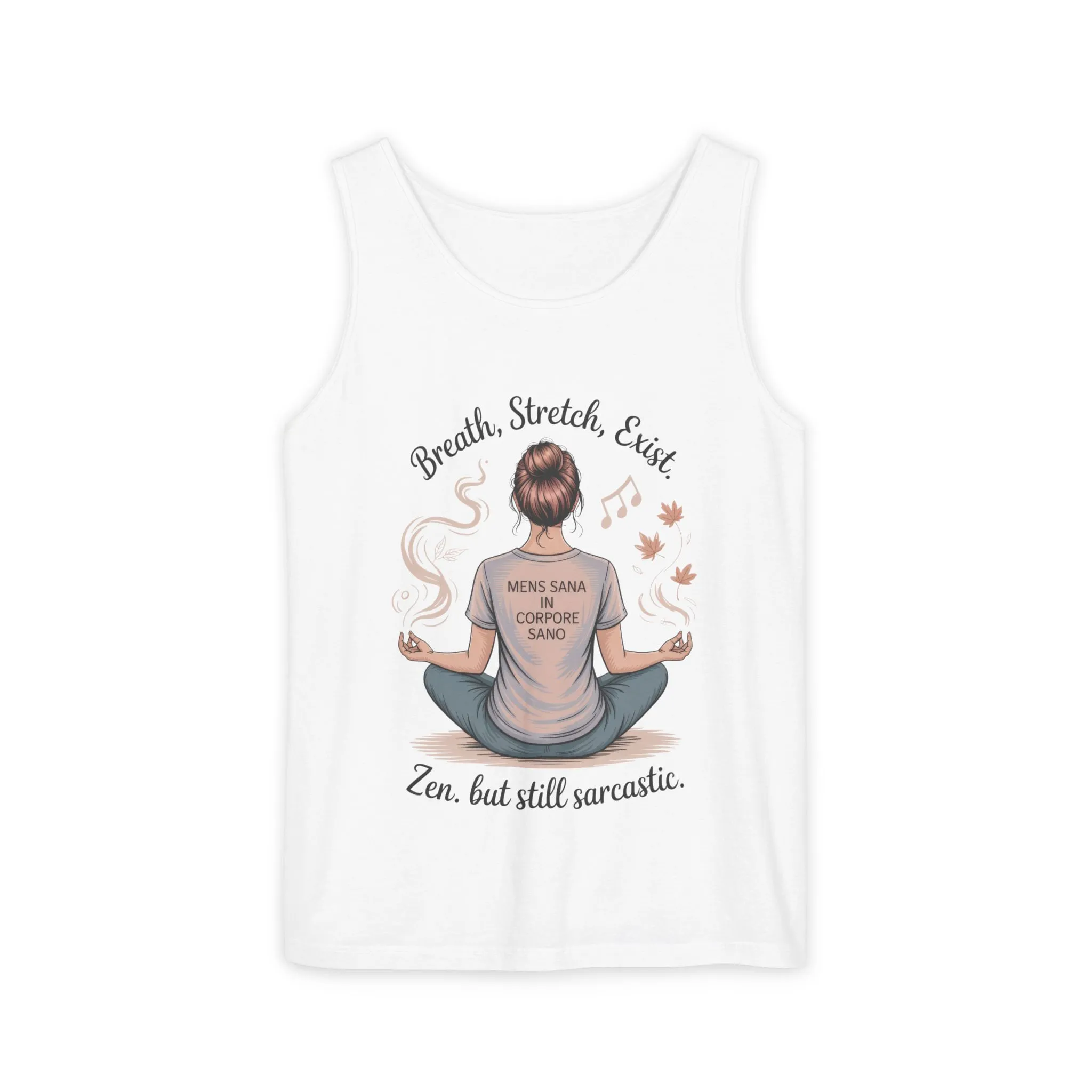 Zen Sarcastic Tank Top, Womens Meditation Shirt, Breath Stretch Exist Tee, Yoga Apparel, Gift for Mindfulness Lovers - Image 3