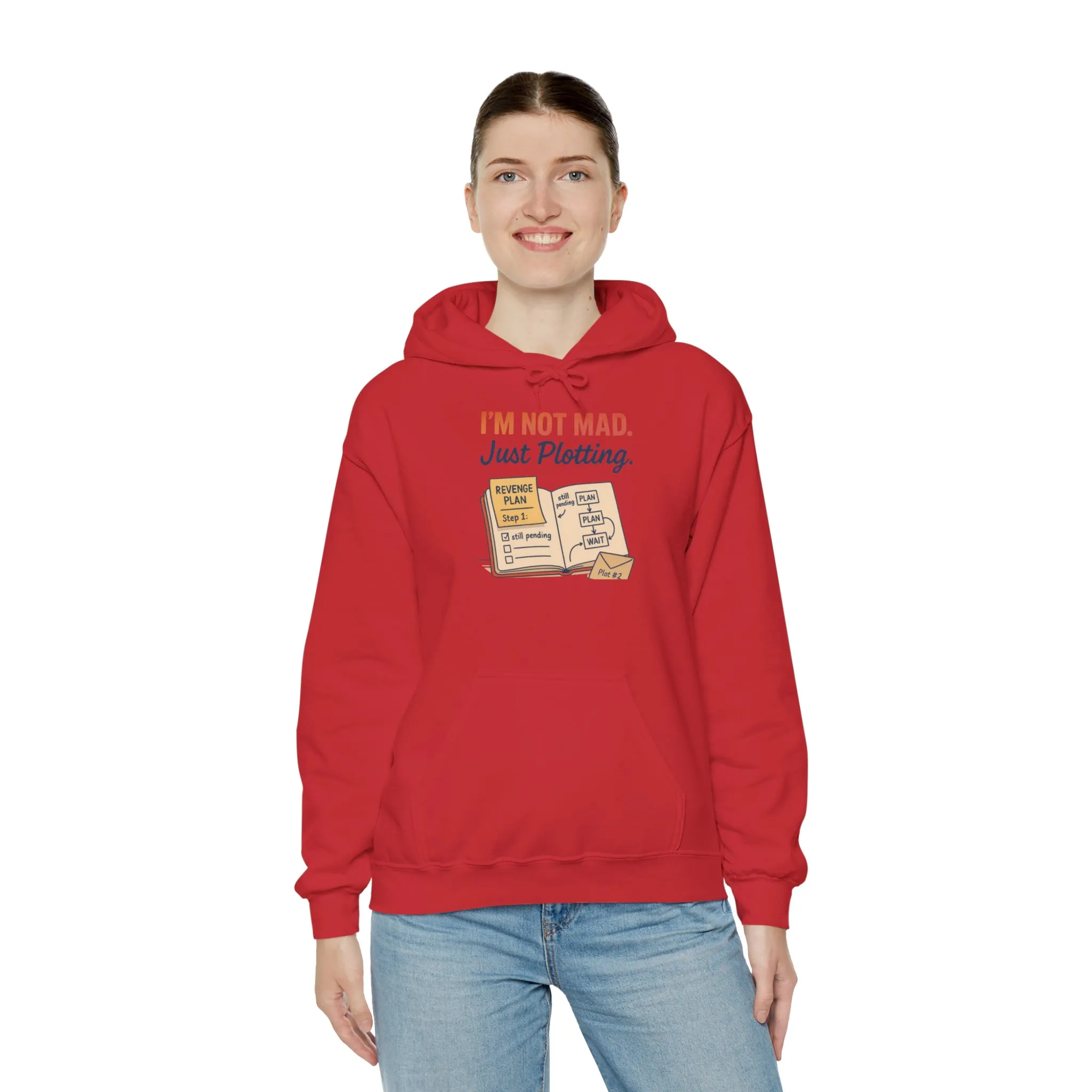 Sarcastic Womens Hoodie, Im Not Mad Just Plotting, Funny Passive Aggressive Sweatshirt Gift, Plotting Humor Hooded Womens Sweatshirt - Image 35
