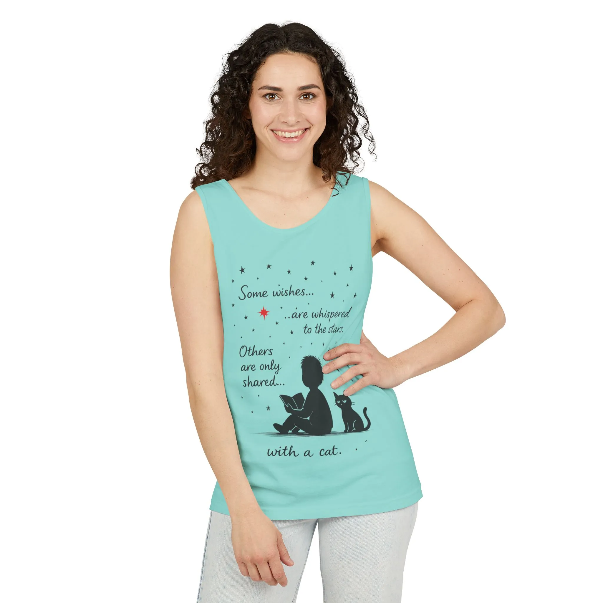 Whimsical Cat Lover's Tank Top, Inspirational Quote Top, Womens Garment-Dyed Summer Shirt, Gifts for Cat Moms, Casual Wear, Pet [...] - Image 39