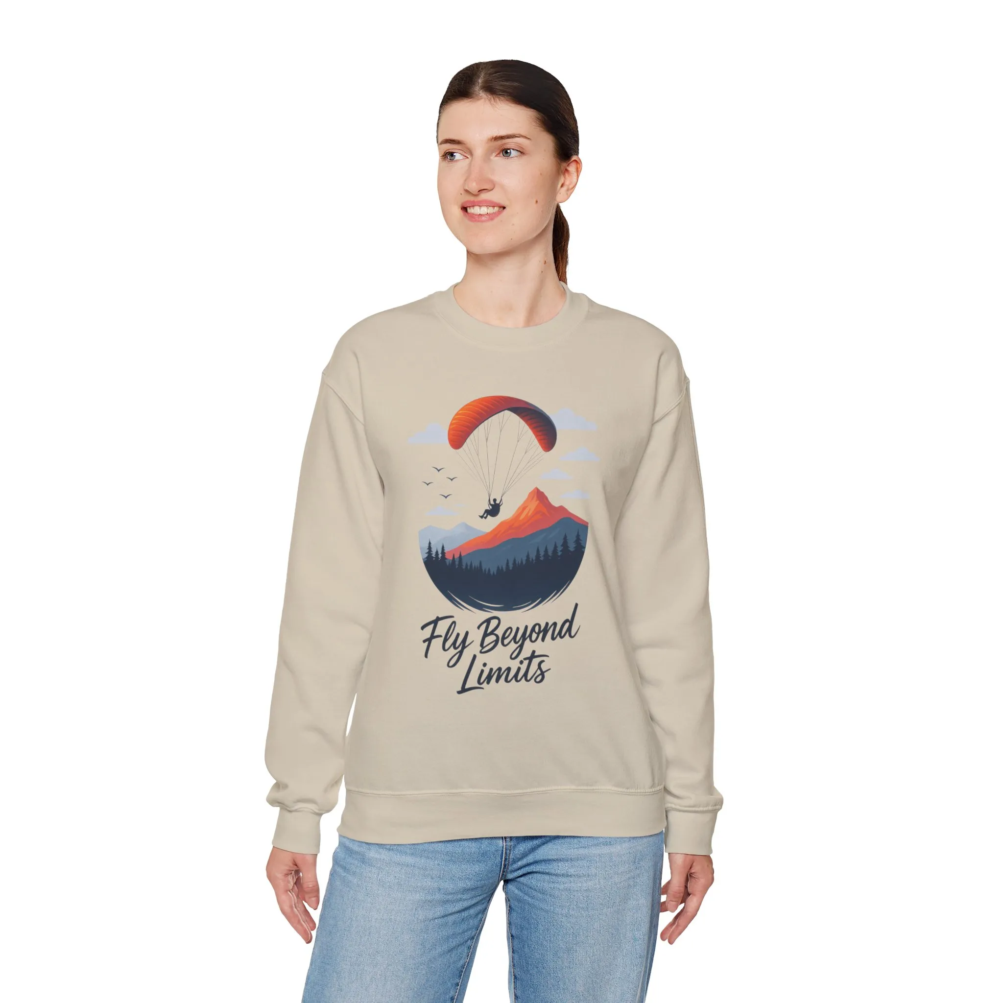 Adventure Inspiration Crewneck Sweatshirt - Fly Beyond Limits, Cozy Outdoor Outfit, Gift for Adventurers, Travel, Motivation Apparel - Image 15