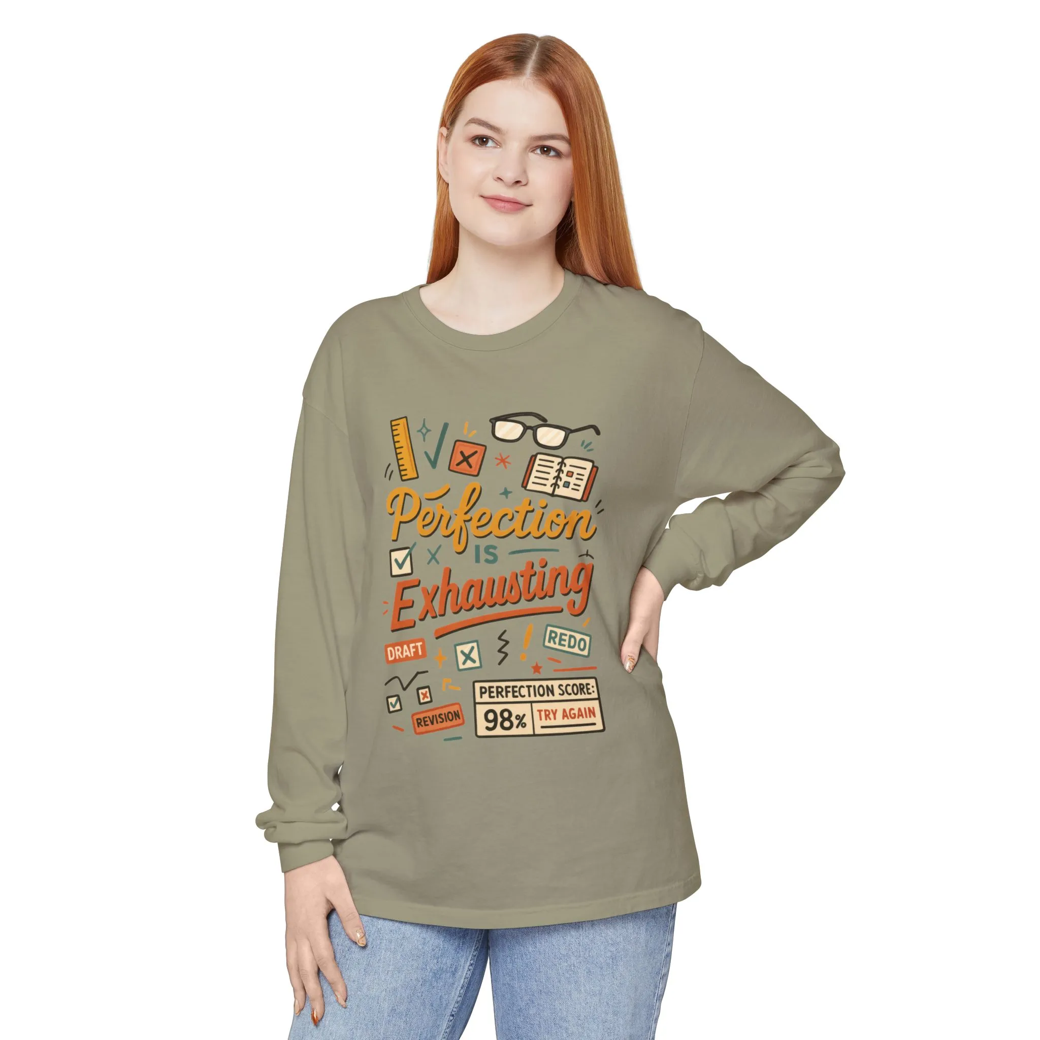 Stress Relief Long Sleeve Tee, Perfect for Perfectionists, Humorous Gift, Back-to-School, Gift for Graduates, Motivational Apparel - Image 31