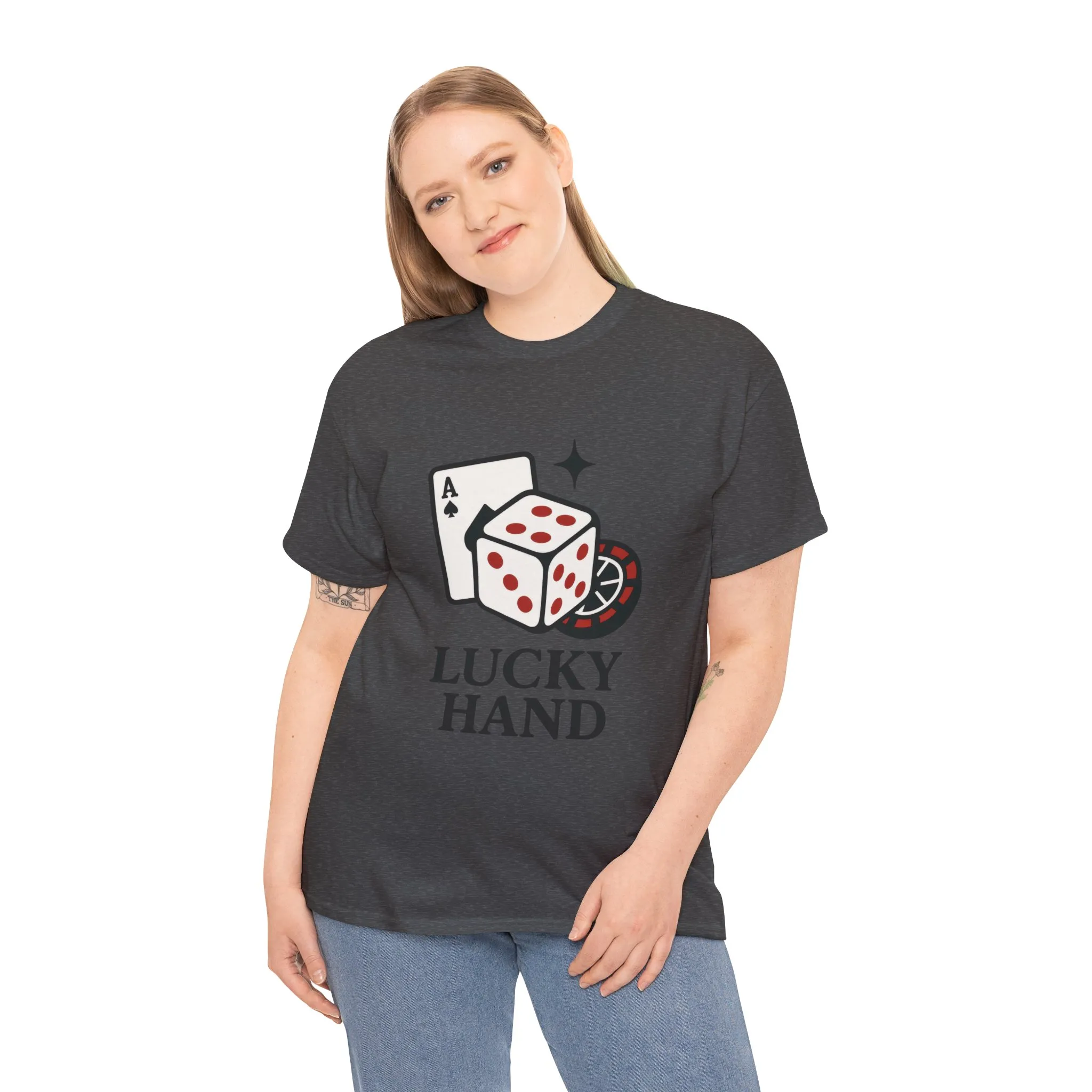 Lucky Hand Unisex Heavy Cotton Tee, Gambling Shirt, Casino Wear, Good Luck Gift, Poker T-Shirt, Casual Vintage Style - Image 11
