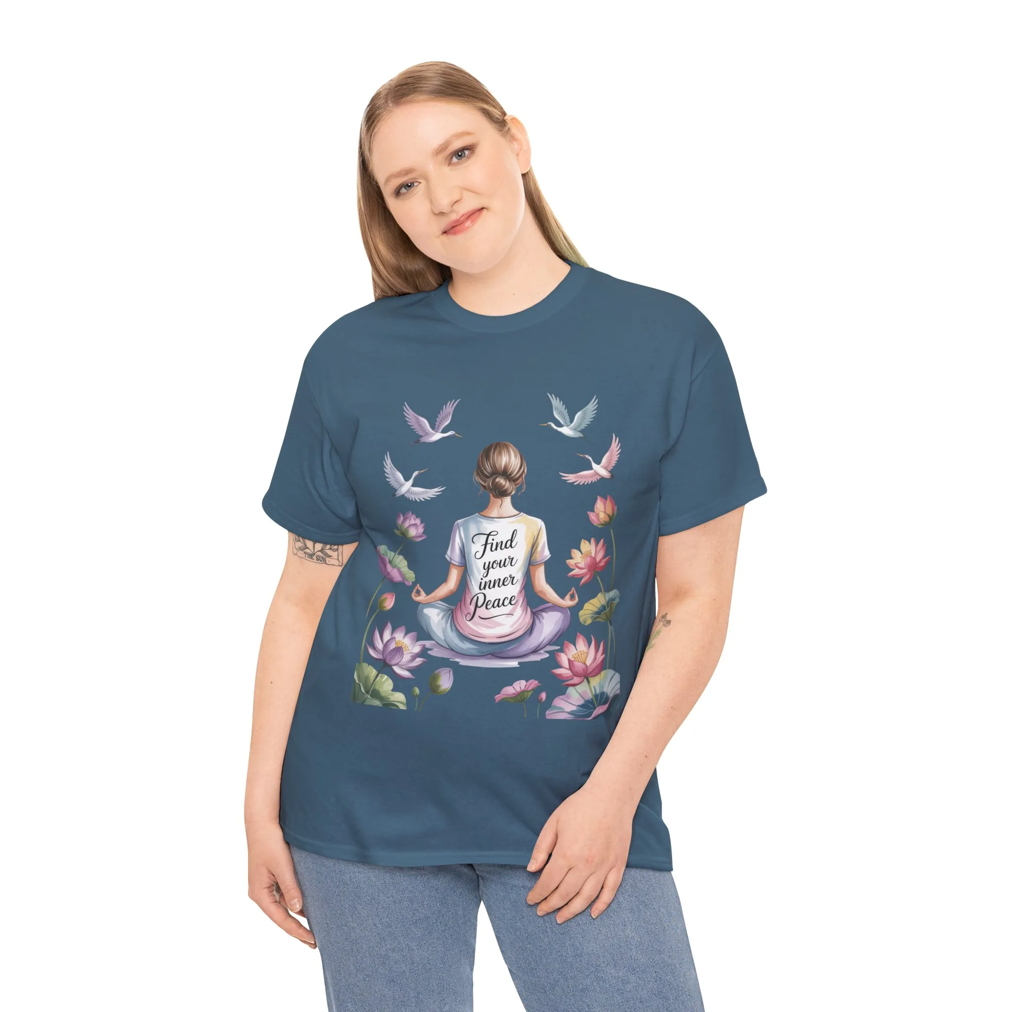 Find Your Inner Peace Womens Heavy Cotton Tee, Motivational Shirt, Meditation Apparel, Relaxation Gift, Casual Wear, Mindfulness Tee - Image 18