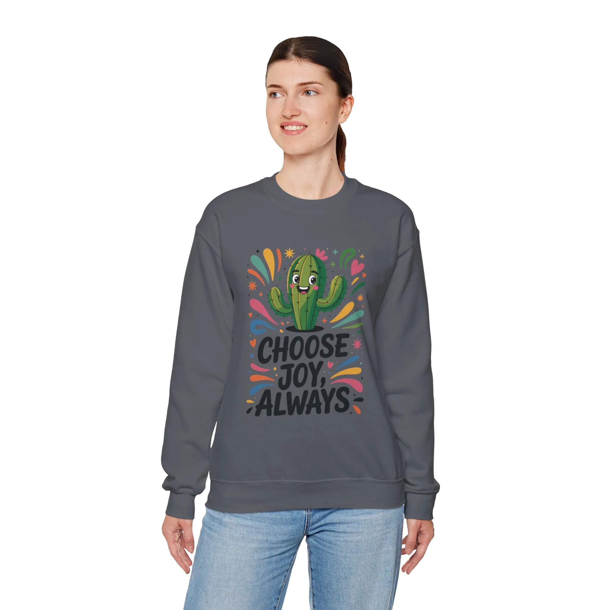 Joyful Cactus Sweatshirt: Choose Joy Always, Cozy Gift for Friends, Womens Casual Wear, Perfect for Celebrations and Everyday Comfort - Image 21