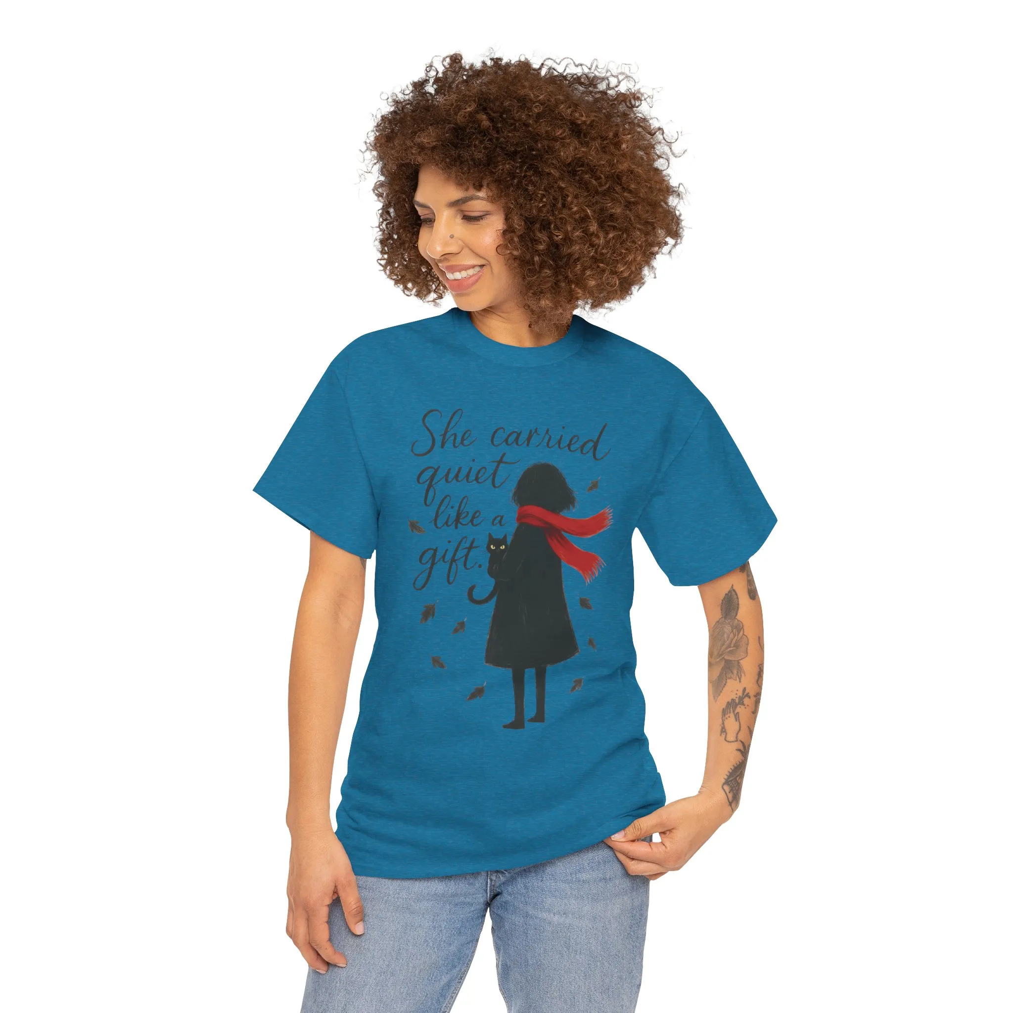Cat Lover Womens T-Shirt, Whimsical Hand-Drawn Illustration Tee, Artistic Minimalist Gift for and Introverts, Cute Animal Apparel - Image 20