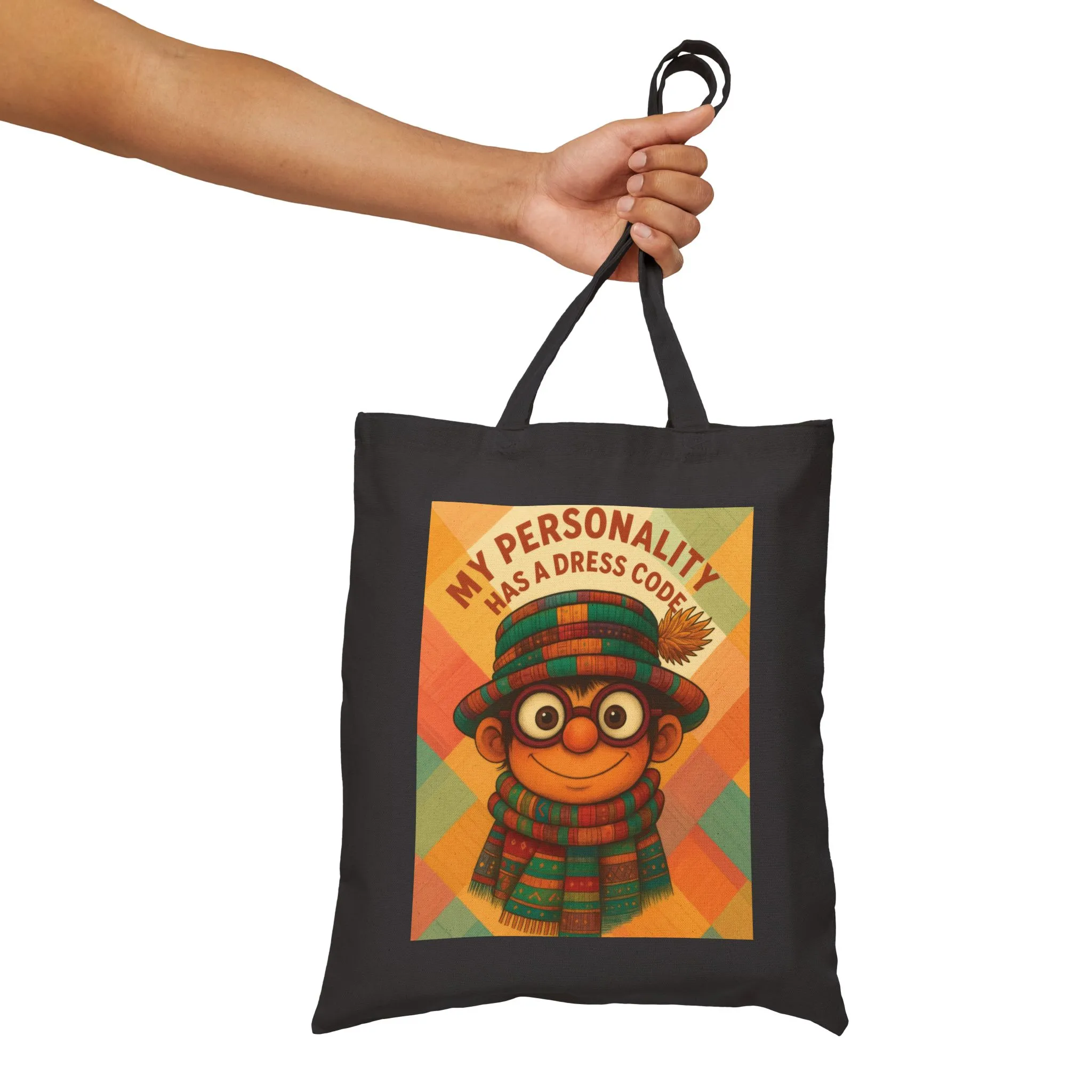My Personality Has a Dress Code Tote Bag, Colorful Boho Character Cotton Canvas Bag, Funny Quote Gift, Quirky Fashion Illustration Shopper - Image 11