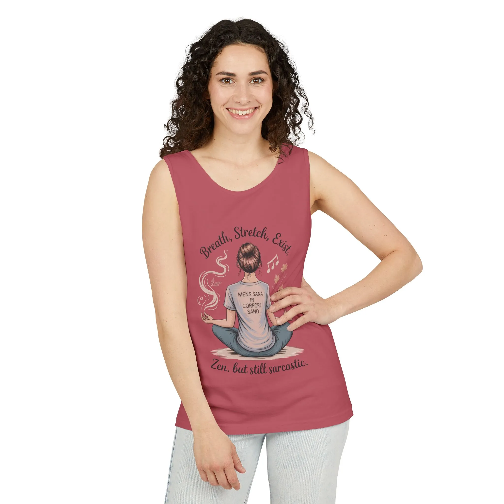 Zen Sarcastic Tank Top, Womens Meditation Shirt, Breath Stretch Exist Tee, Yoga Apparel, Gift for Mindfulness Lovers - Image 32