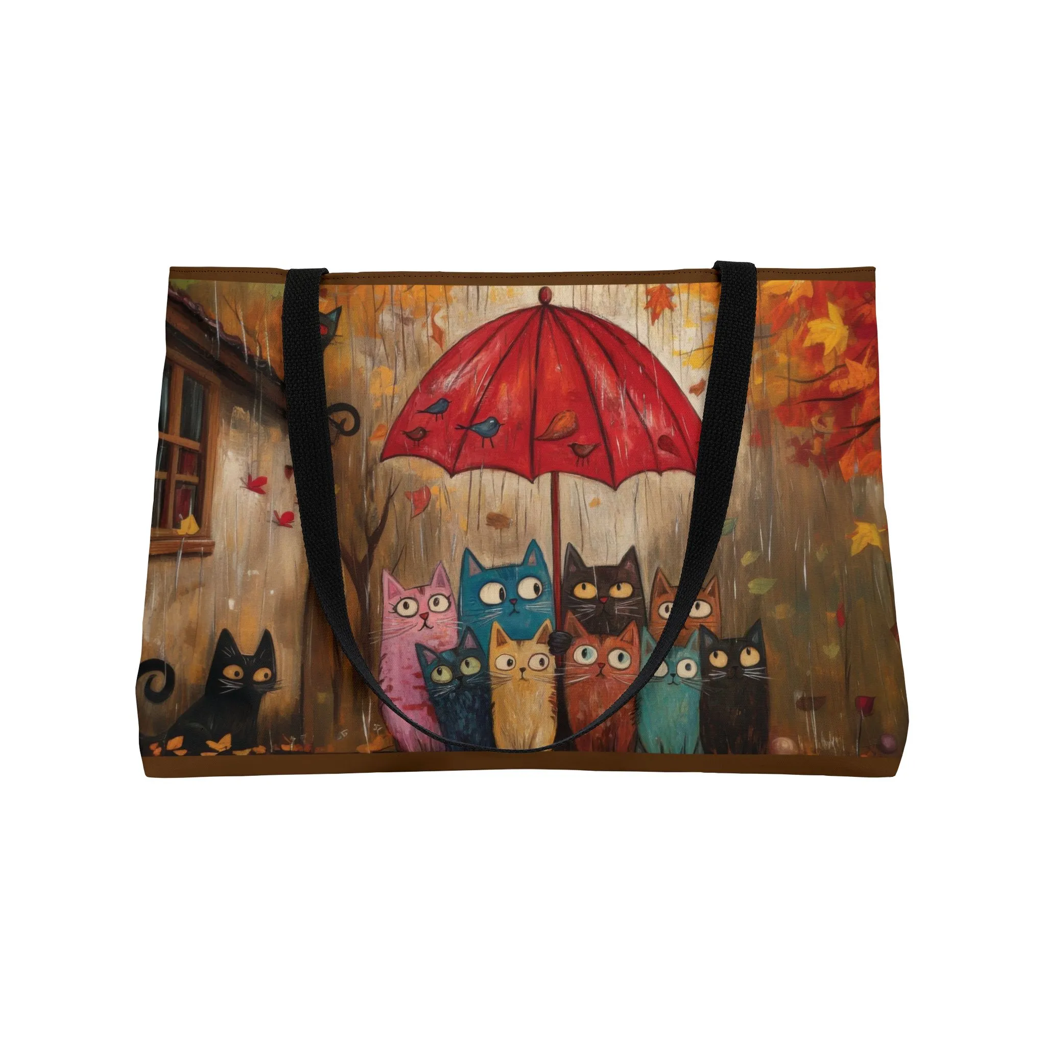 Autumn Cat Parade Weekender Tote Bag, Perfect for Travel, Cat Lovers, Fall Decor, Weekend Getaway, Stylish Storage - Image 4