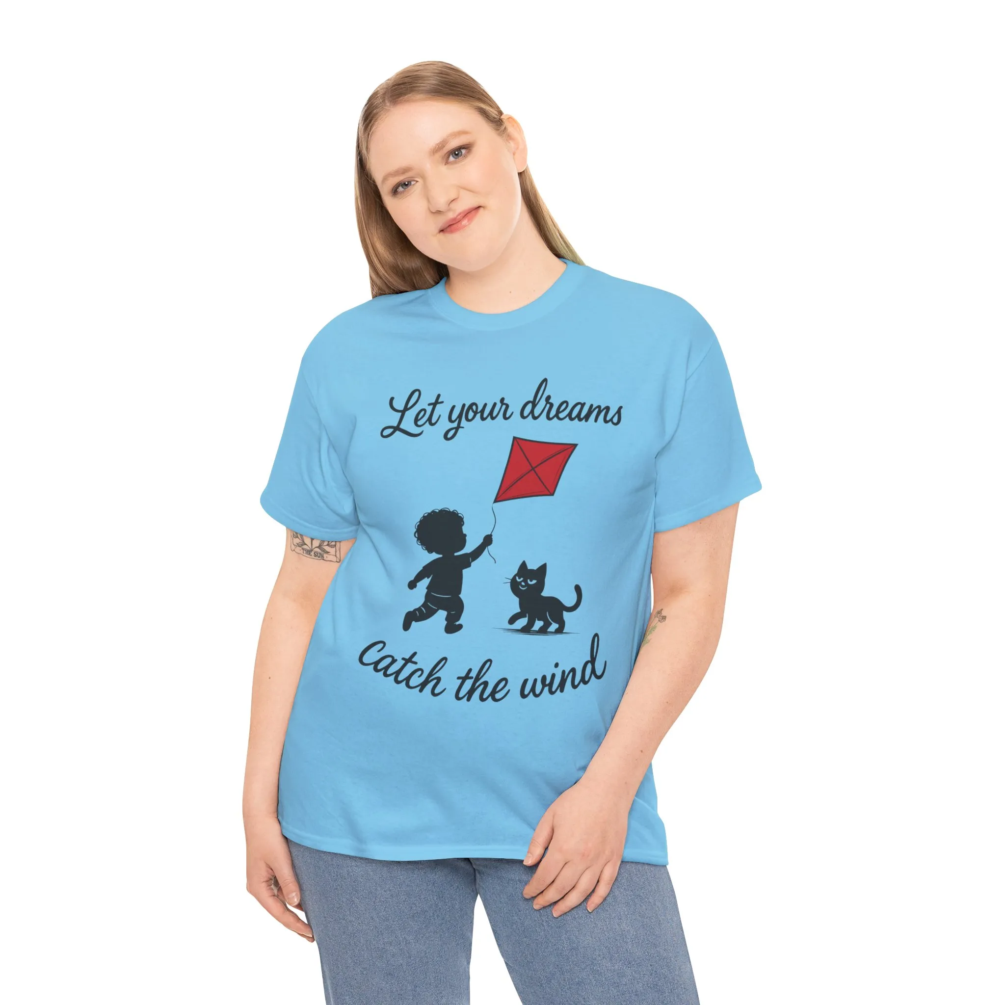 Cute Kid and Cat Design T-Shirt, Playful Gift for Cat Lovers, Summer Style, Cat Lover T-Shirt, Gift for Cat Owners, Women's Cotton T-Shirt - Image 30