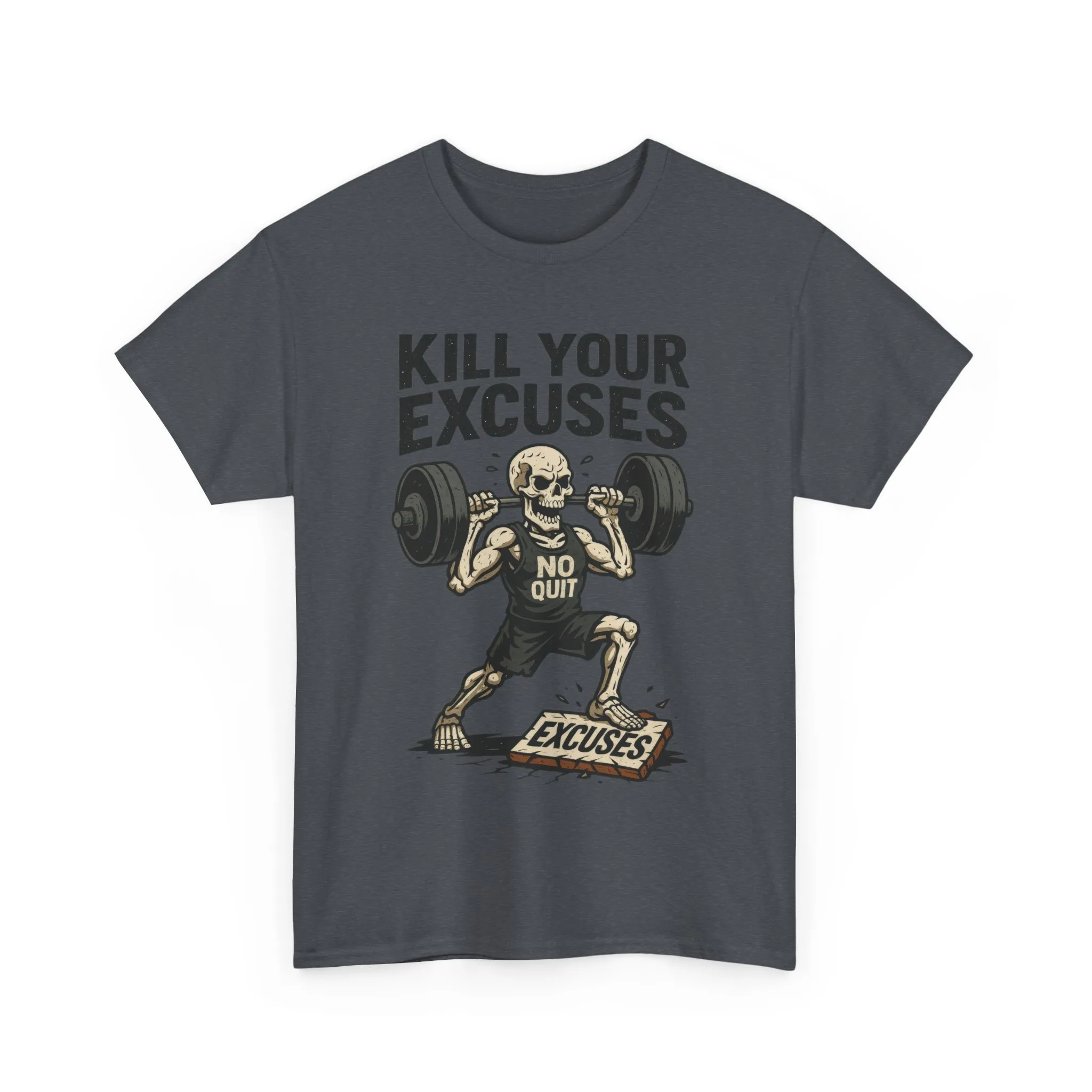 Kill Your Excuses Shirt, No Quit Skeleton Gym Tee for Men, Motivational Fitness T-Shirt, Workout Gift, Gym Apparel - Image 25