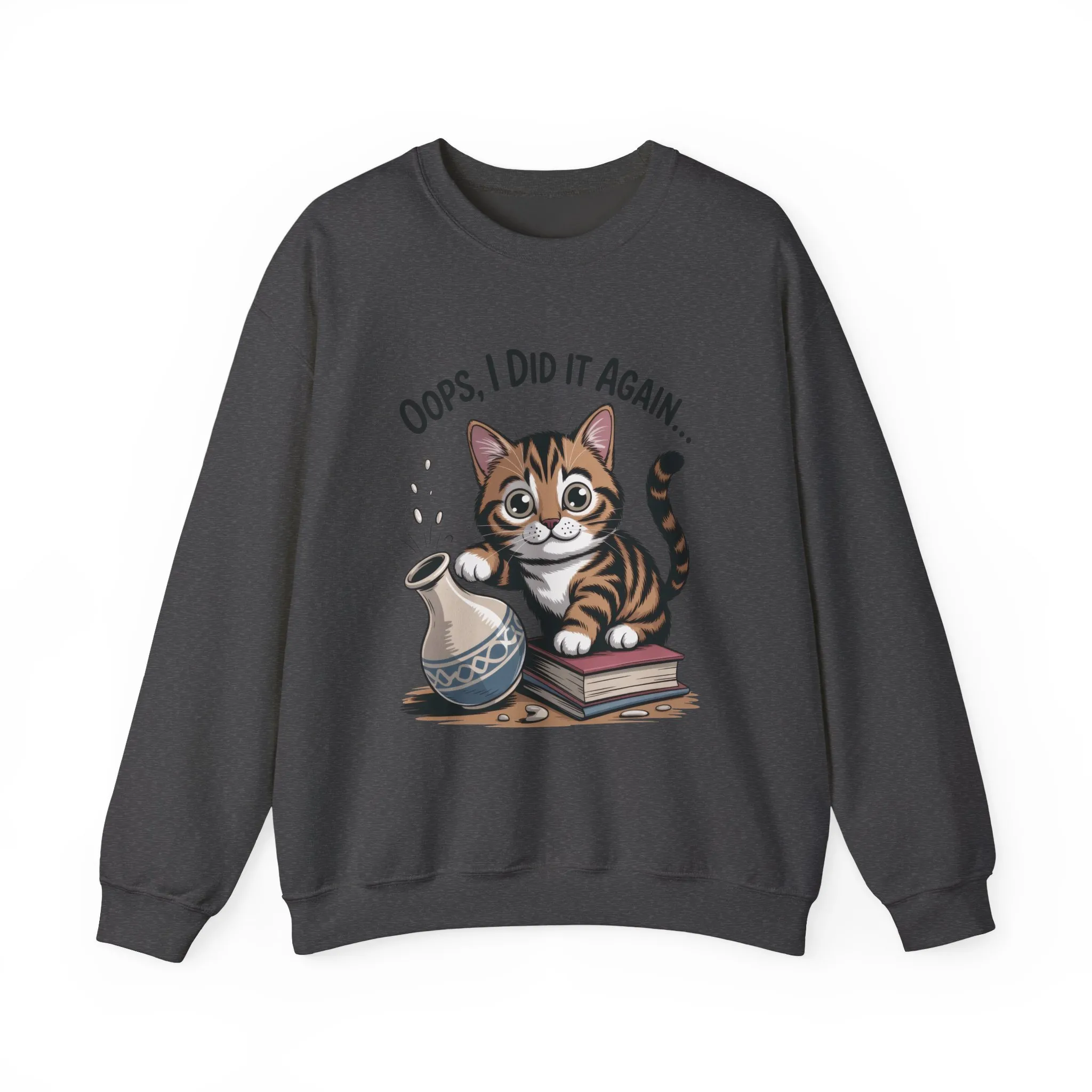 Cute Cat Oops! I Did It Again Sweatshirt, Funny Pet Lover Gift, Cozy Crewneck for Cat Moms, Purrfect for Birthdays, Casual Wear - Image 10