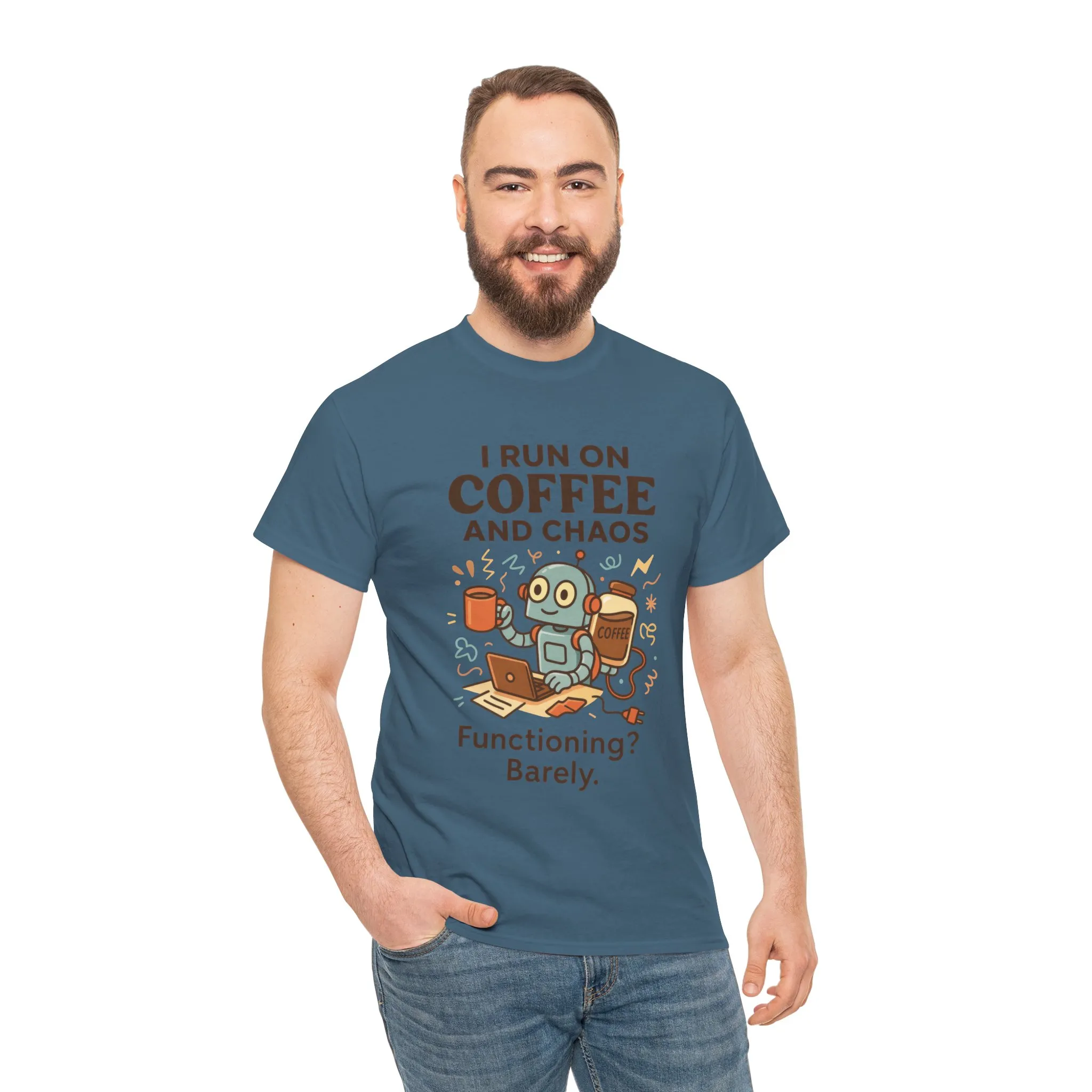 I Run on Coffee and Chaos Unisex Heavy Cotton Tee, Funny Coffee Lover Shirt, Gift for Him/Her, Work from Home Humor Tee, Relaxed Fit [...] - Image 35