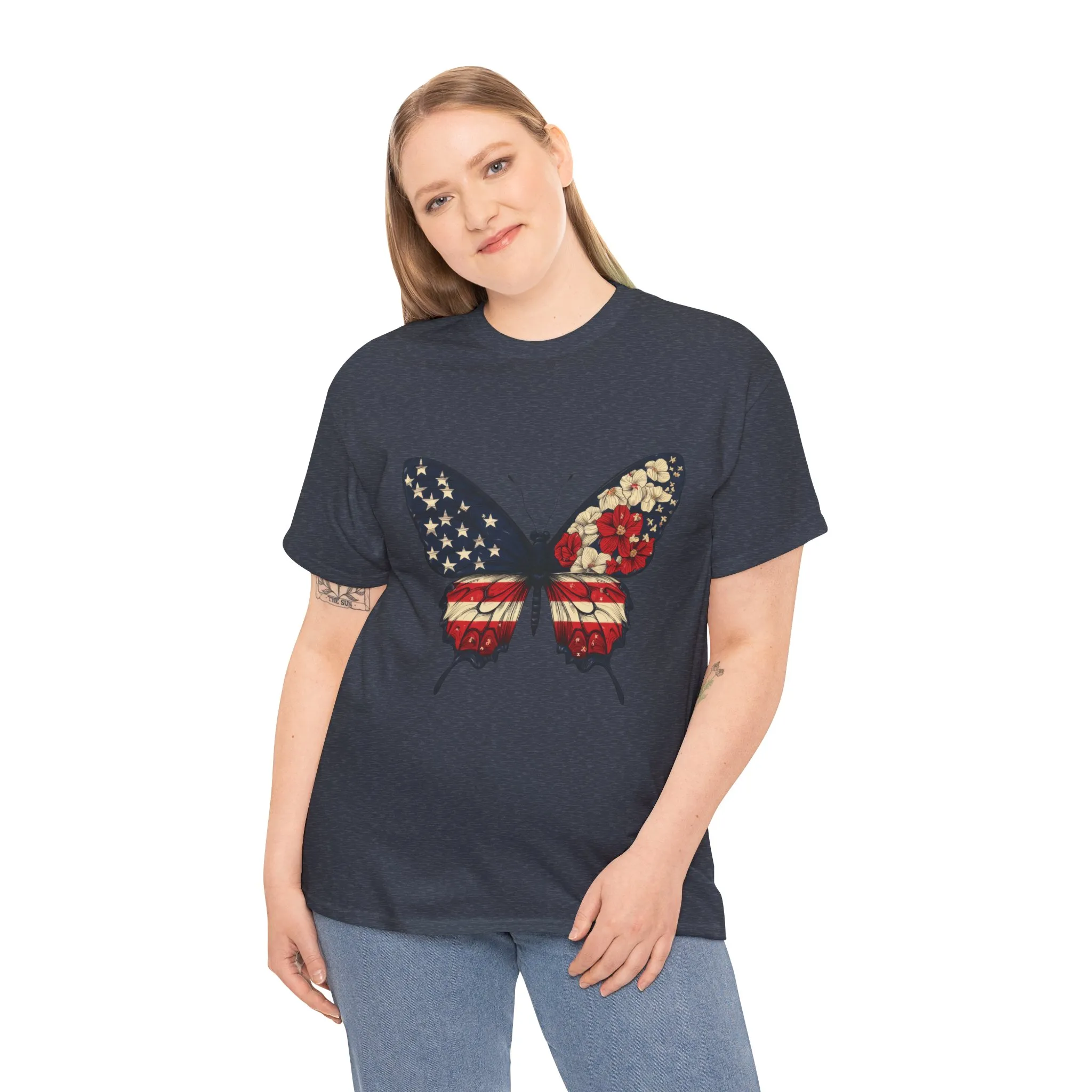 Patriotic Butterfly Tee, Unisex T-Shirt, American Flag Shirt, Nature Lover Gift, July 4th Apparel, USA Pride Clothing, Womens Patriotic Tee - Image 16