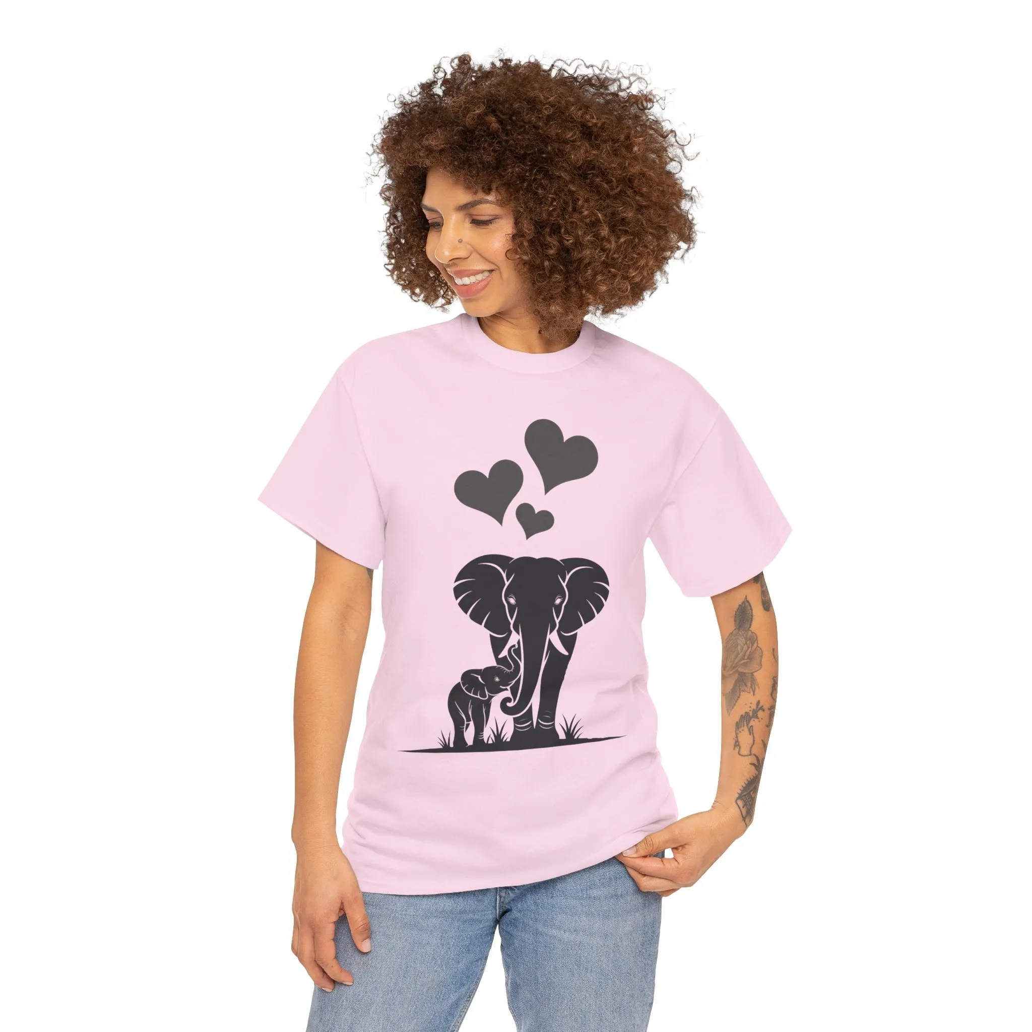 Elephant Mom and Baby T-Shirt, Elephant Love Cotton Tee, Cute Animal Shirt, Animal Lover Gift, Cute Minimalist Elephant Design - Image 20