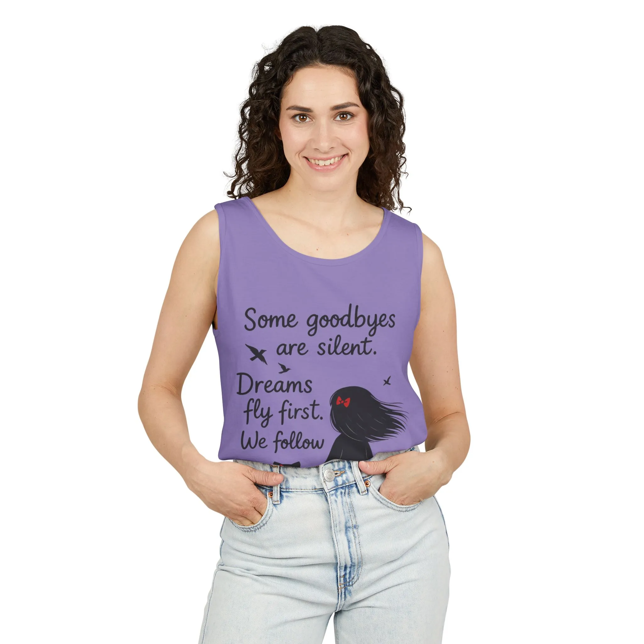 Minimalist Tank Top, Womens Tank, Girl & Cat Art Print, Emotional Lightweight Summer Shirt, Inspirational Apparel, Cat Lover Gift - Image 23