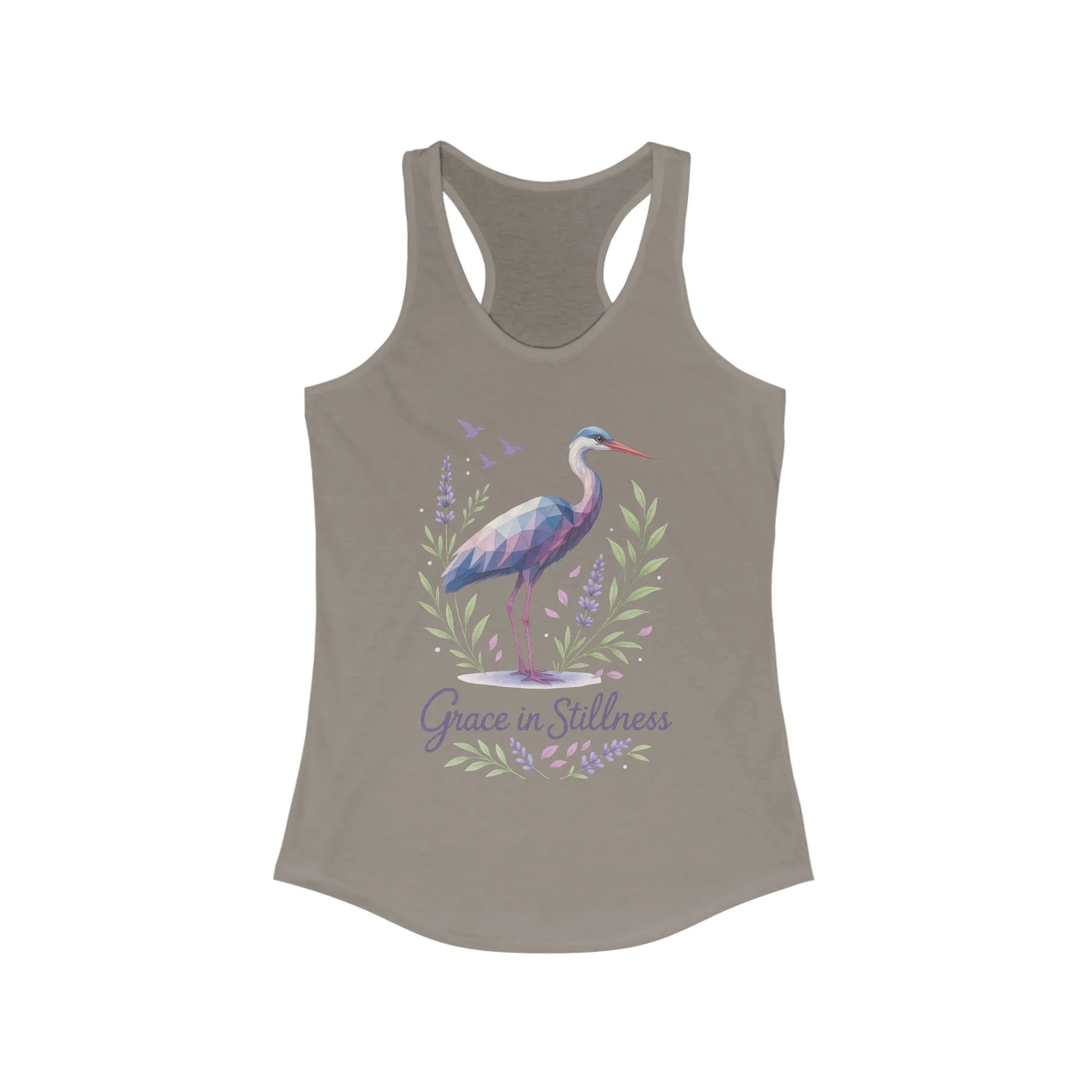 Polygonal Heron Graphic Tank, Women's Artistic Bird Summer Top, Geometric Crane, Bird Lovers Gift, Yoga Shirt, Fitness Apparel, Casual Wear - Image 7