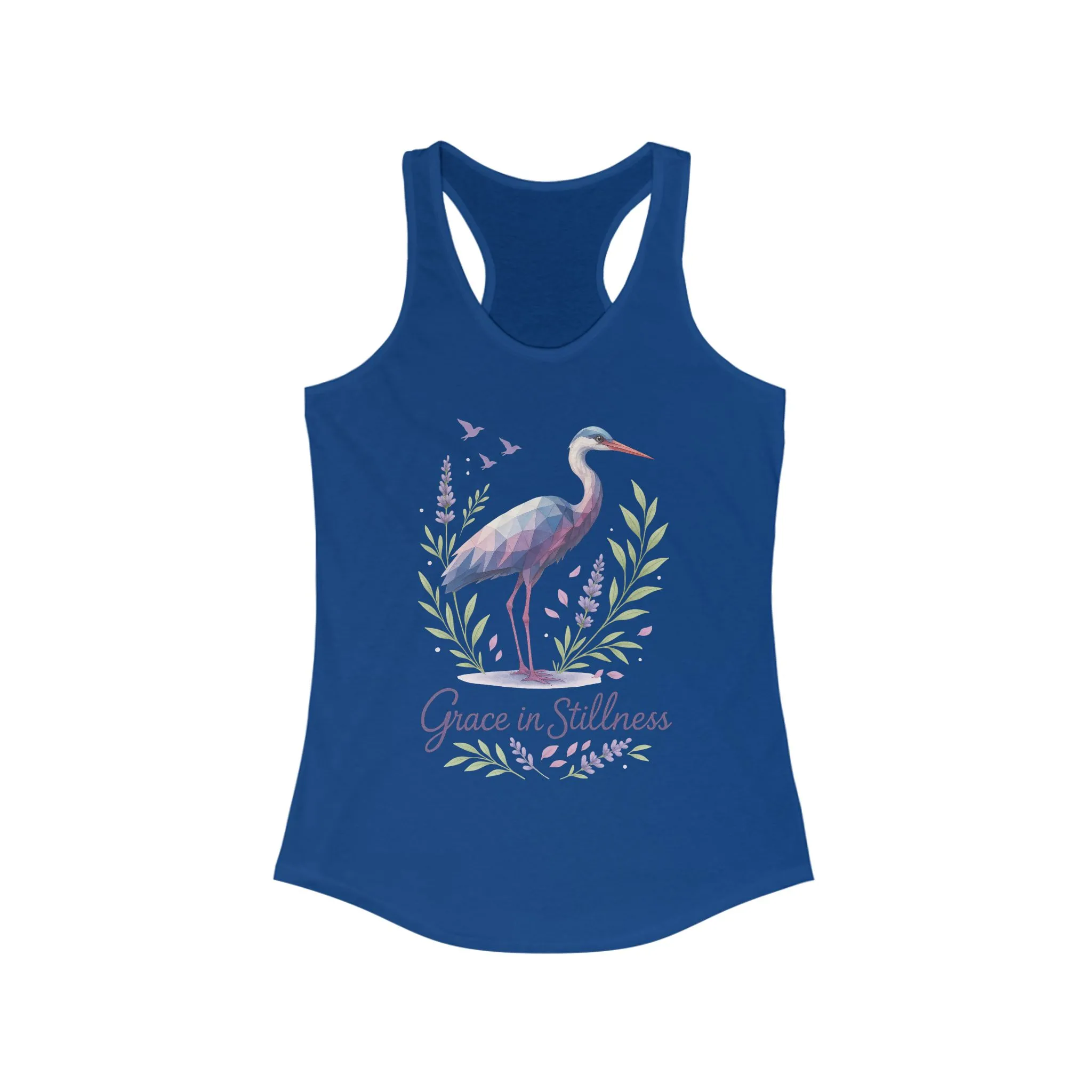 Polygonal Heron Graphic Tank, Women's Artistic Bird Summer Top, Geometric Crane, Bird Lovers Gift, Yoga Shirt, Fitness Apparel, Casual Wear - Image 15