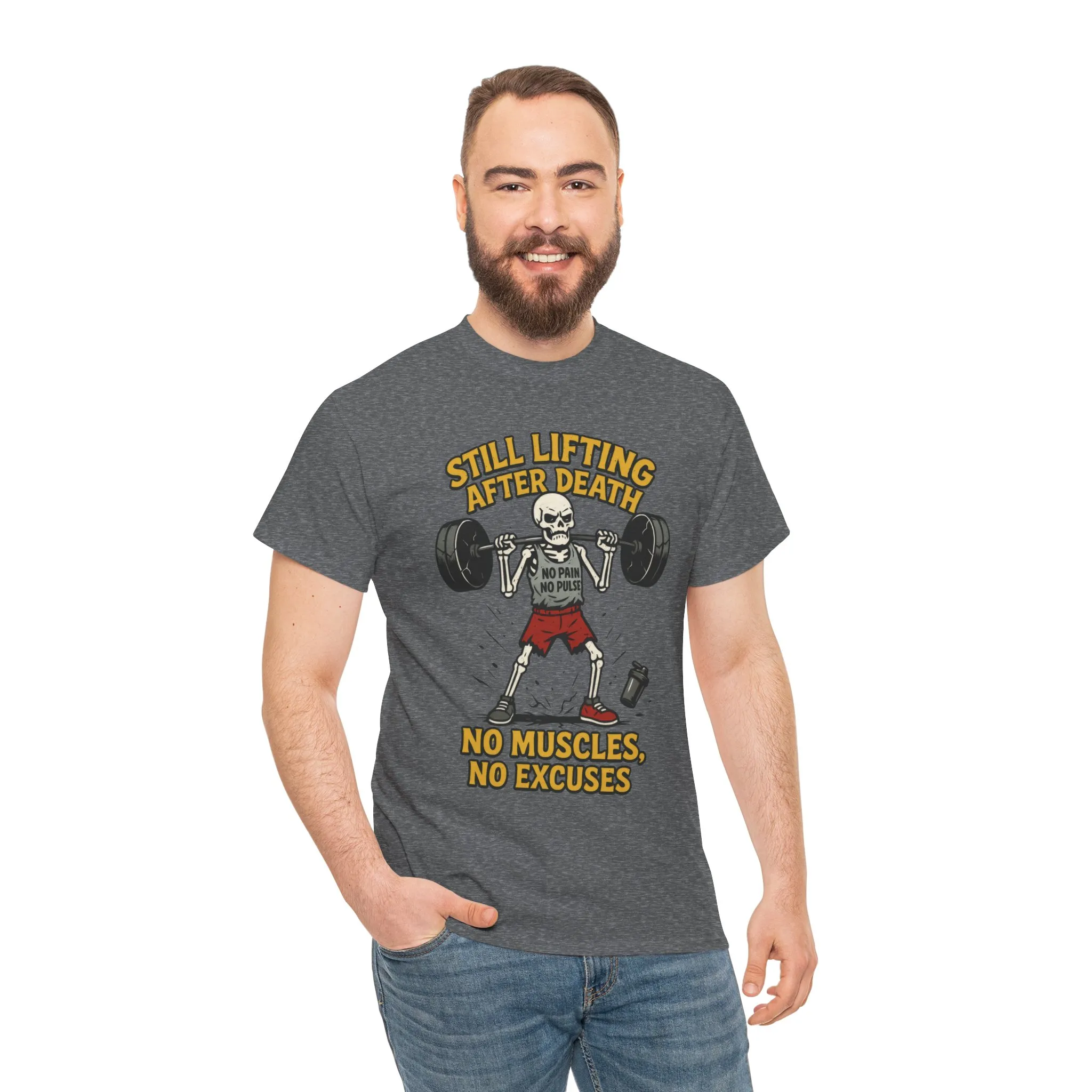 Funny Skeleton Gym T-Shirt, Still Lifting After Death, Funny Workout Shirt for Men, Fitness Gift, Halloween Apparel, Unisex Cotton Tee - Image 17