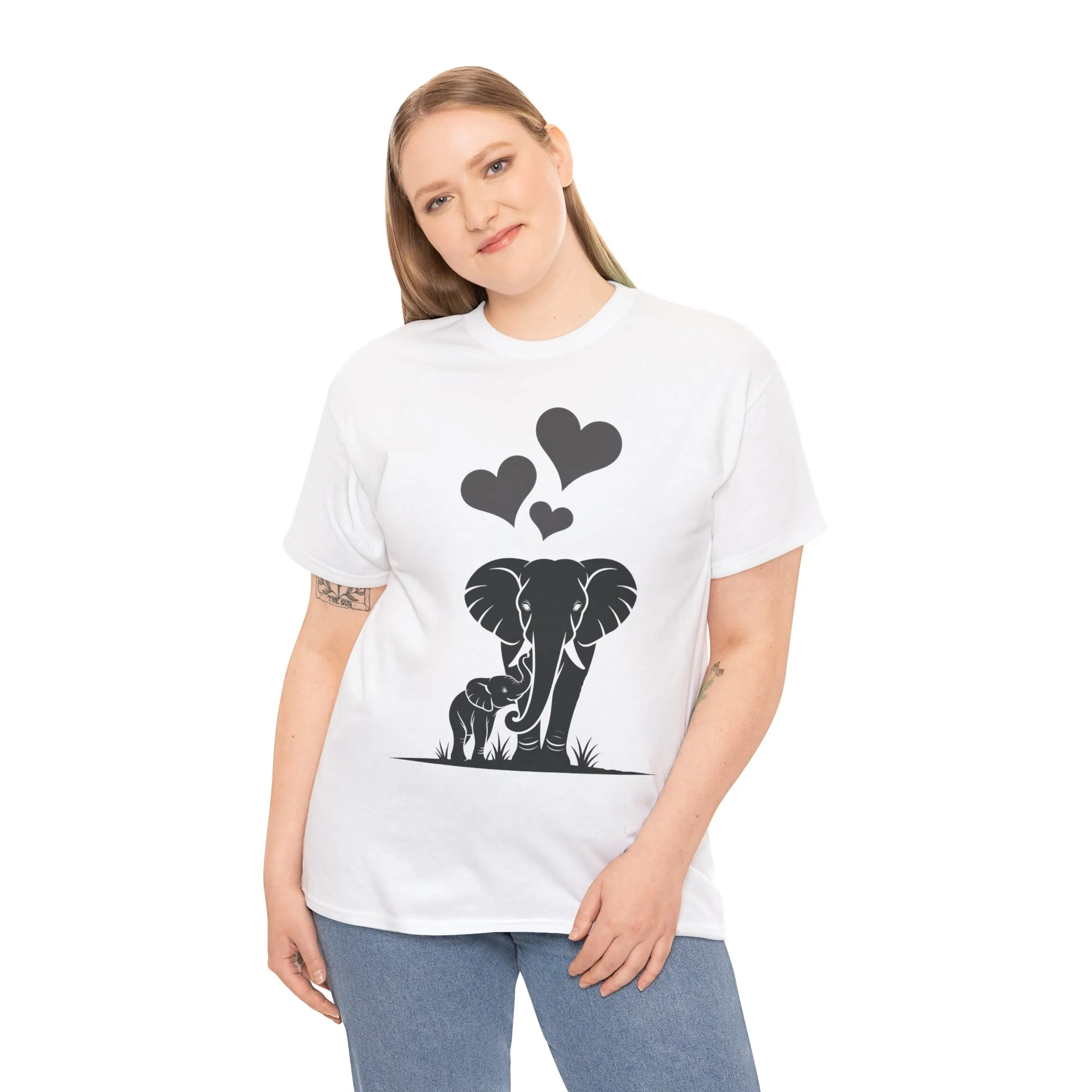 Elephant Mom and Baby T-Shirt, Elephant Love Cotton Tee, Cute Animal Shirt, Animal Lover Gift, Cute Minimalist Elephant Design - Image 30