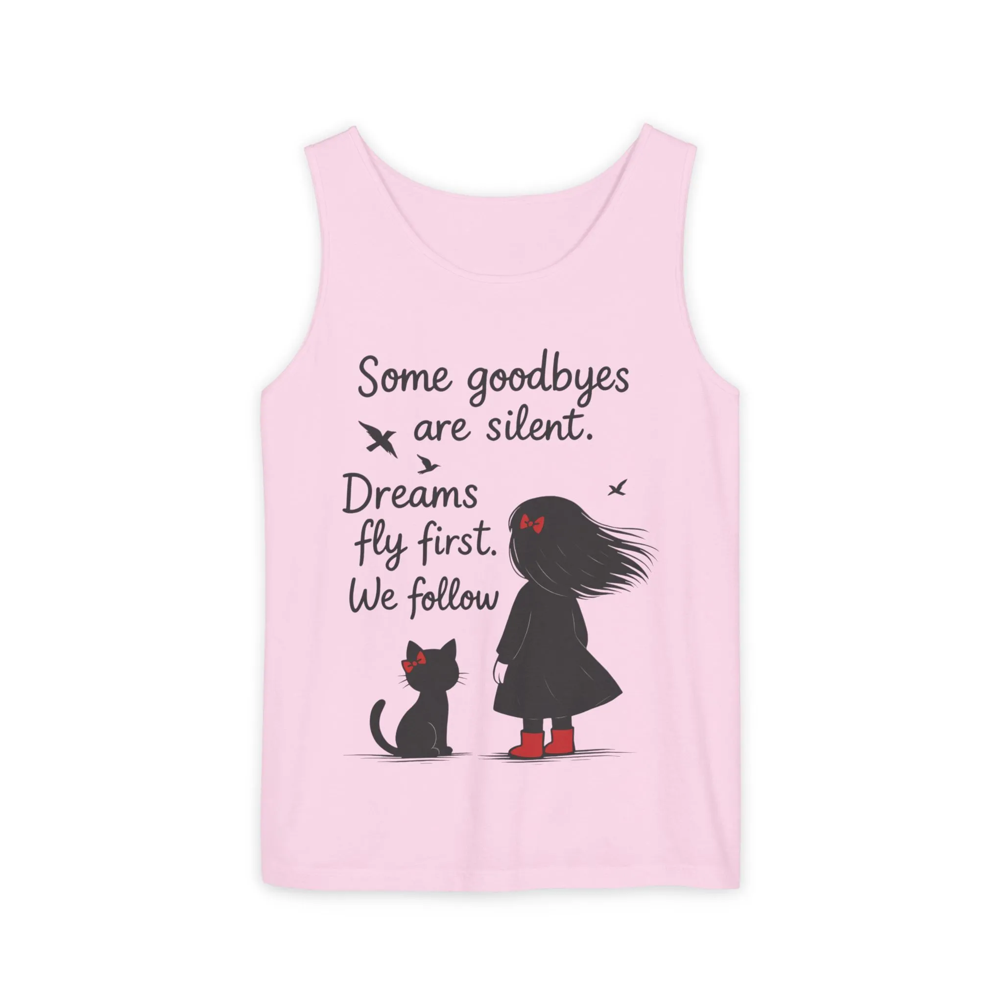 Minimalist Tank Top, Womens Tank, Girl & Cat Art Print, Emotional Lightweight Summer Shirt, Inspirational Apparel, Cat Lover Gift - Image 25
