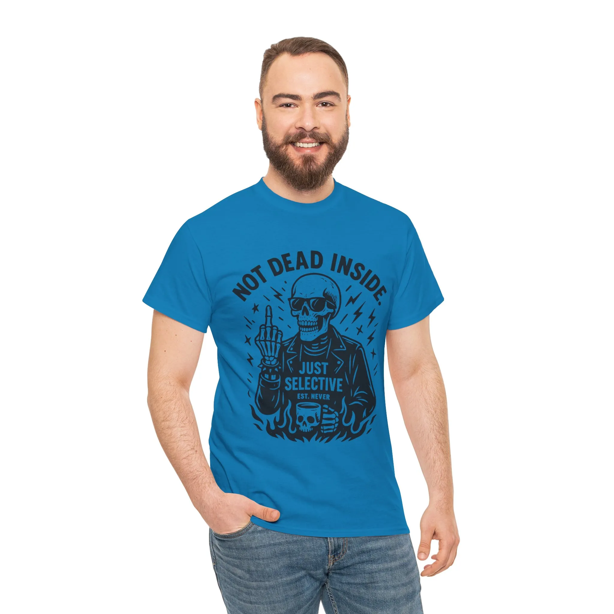 Mens Dark Humor Graphic Shirt, Not Dead Inside, Funny Graphic Shirt for Casual Wear, Gifts for Him, Halloween, Occasions, Funny Skeleton Tee - Image 23