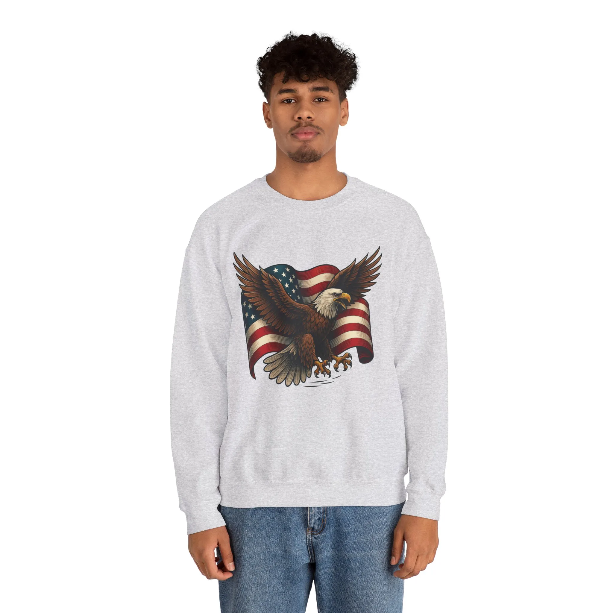 Patriotic Eagle Sweatshirt - Unisex Crewneck, USA Flag Apparel, Memorial Day, Veteran's Day, Independence Day, Gift for Patriots - Image 3