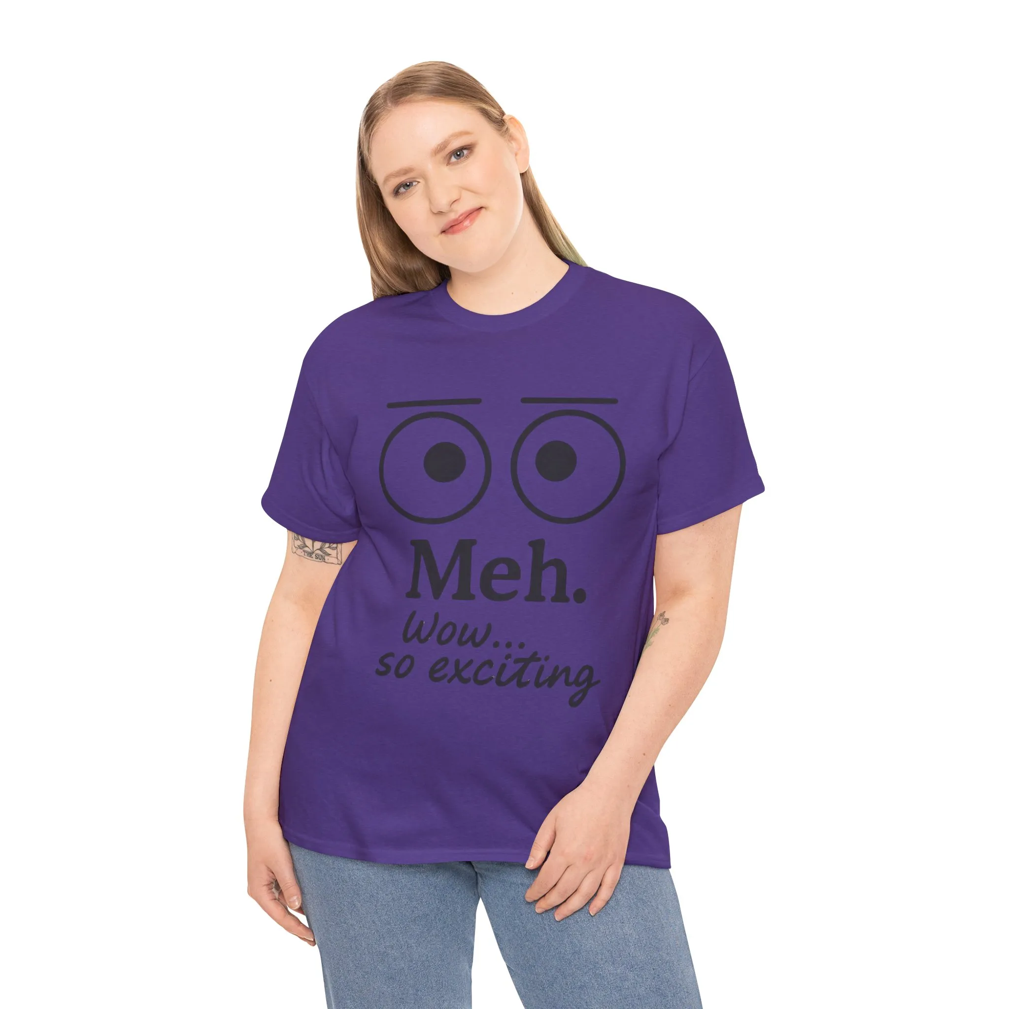 Funny Unisex Heavy Cotton Tee - 'Meh' Graphic Shirt, Casual Wear, Gift for Friends, Humor Tee, Everyday Outfit - Image 32