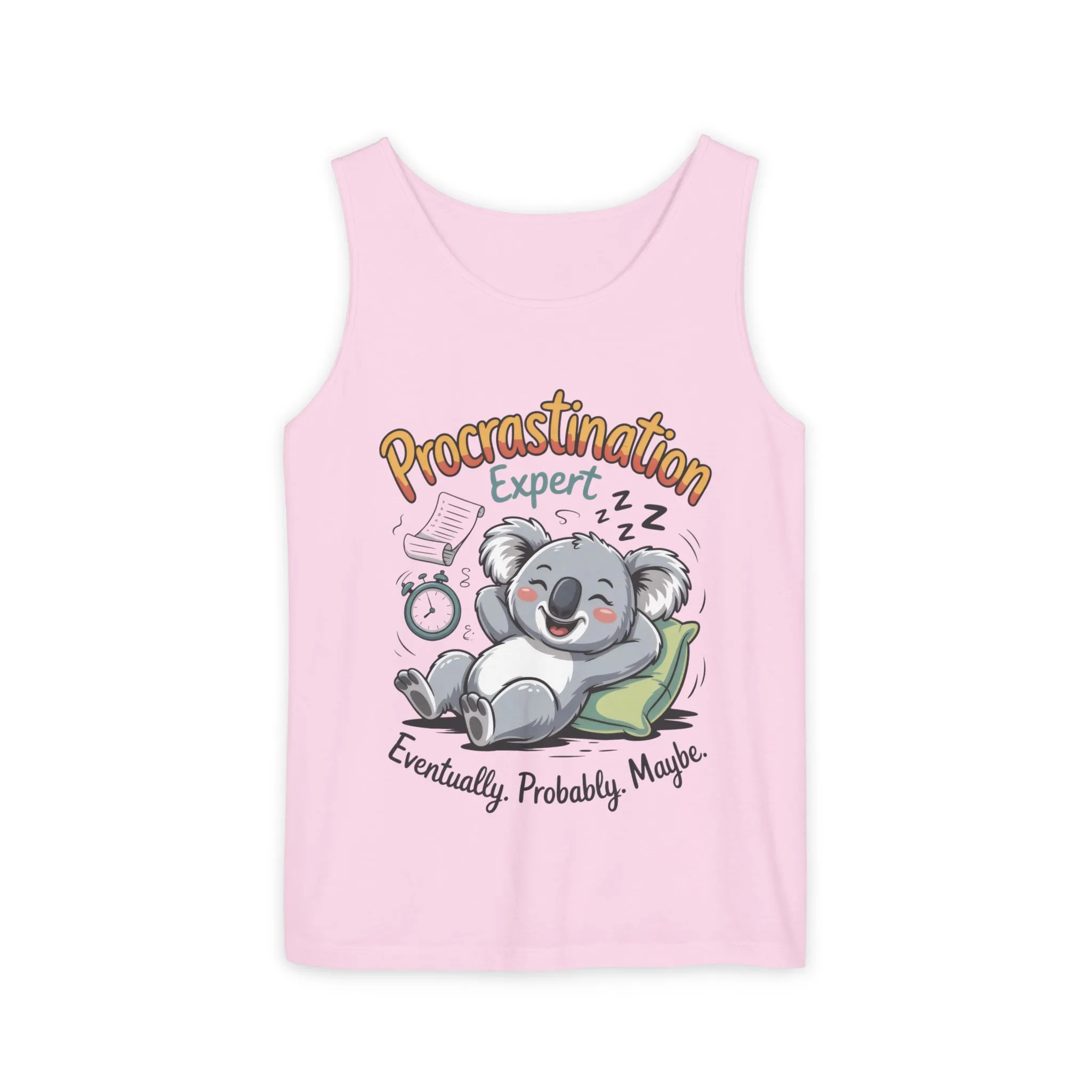Procrastination Expert Tank Top, Funny Gift for Lazy Days, Relaxed Fit Tee, Casual Summer Wear, Koala Graphic Top, Motivational Apparel - Image 27