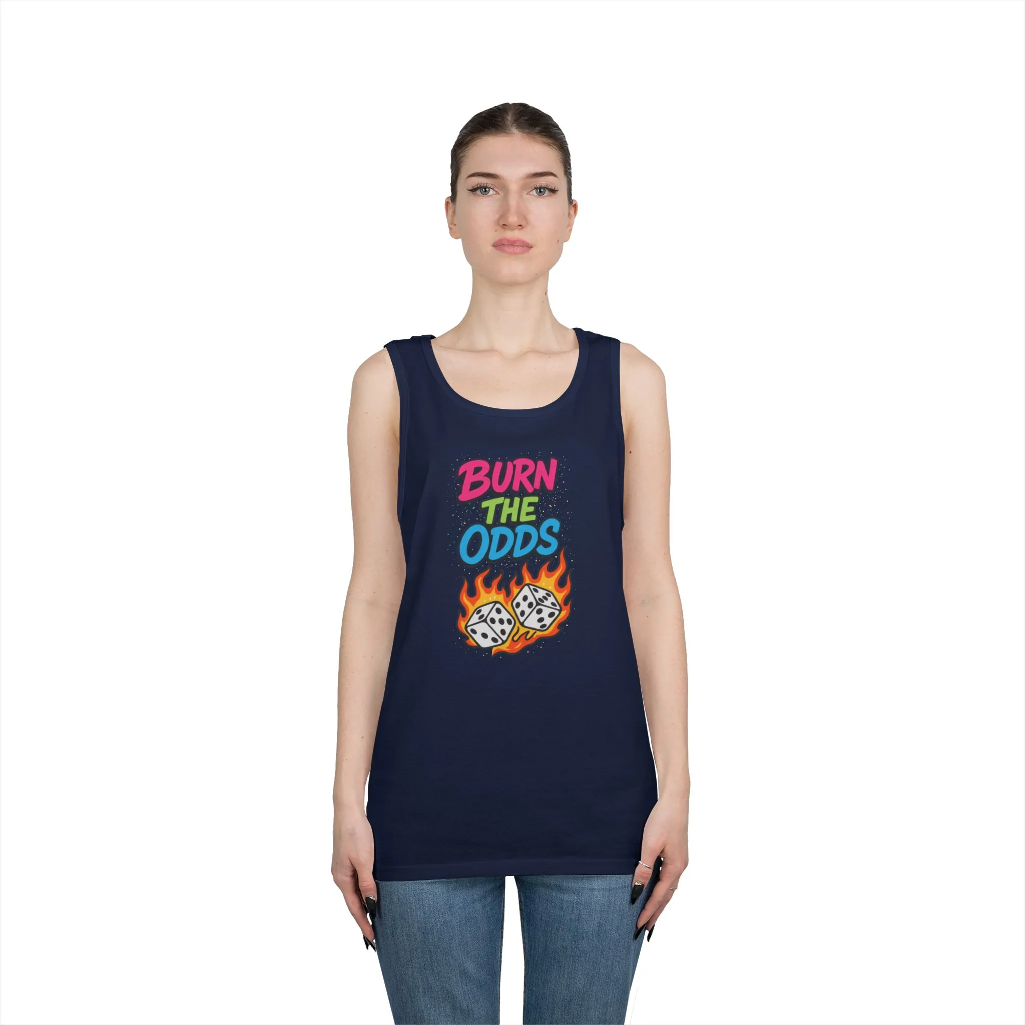 Burn the Odds Tank Top, Casual Summer Wear, Gaming Gift, Dice Design Tee, Gift for Gamers, Funny Tank, Perfect for Parties - Image 2